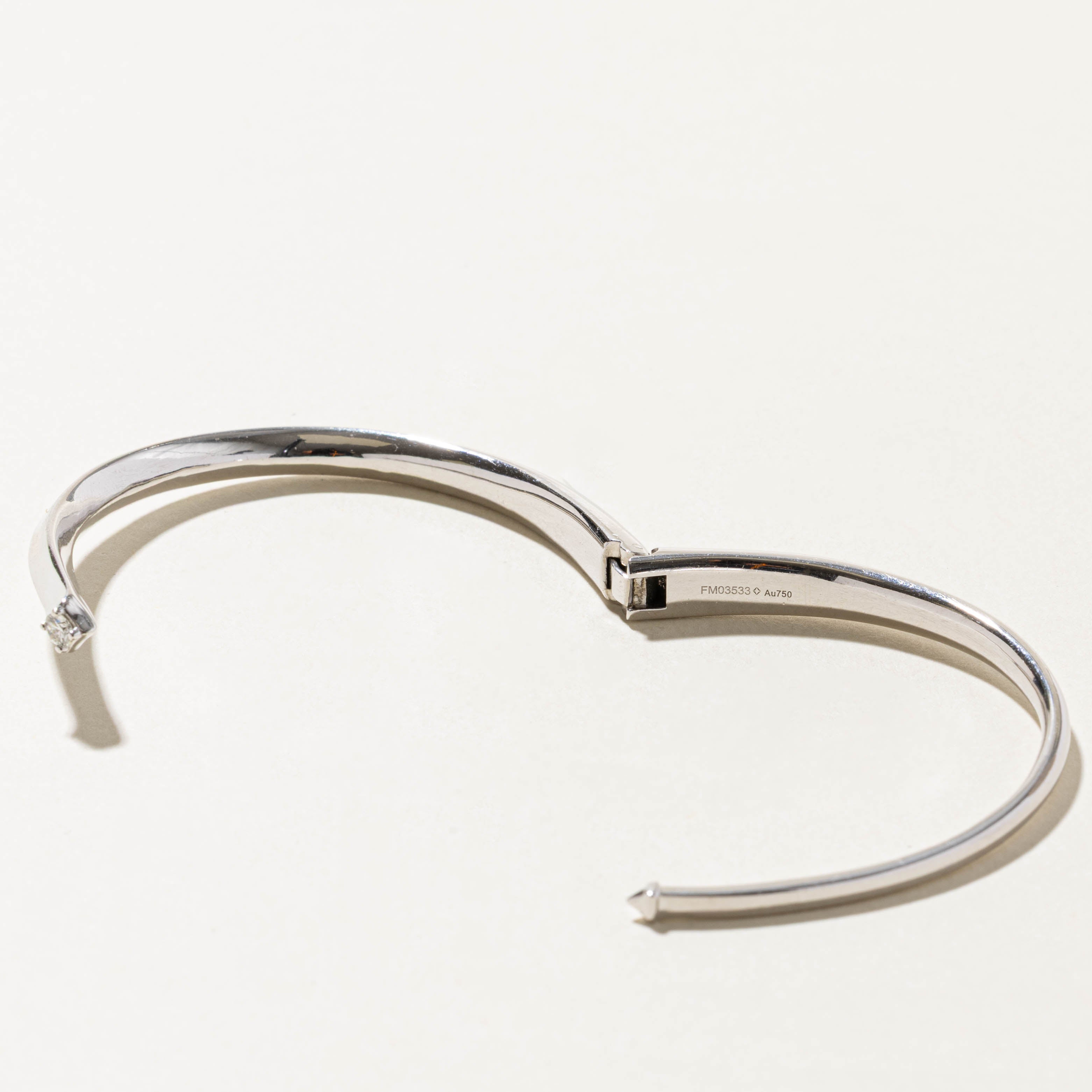 18k Single Diamond Abstract Bangle | 0.09ct | 6.25"