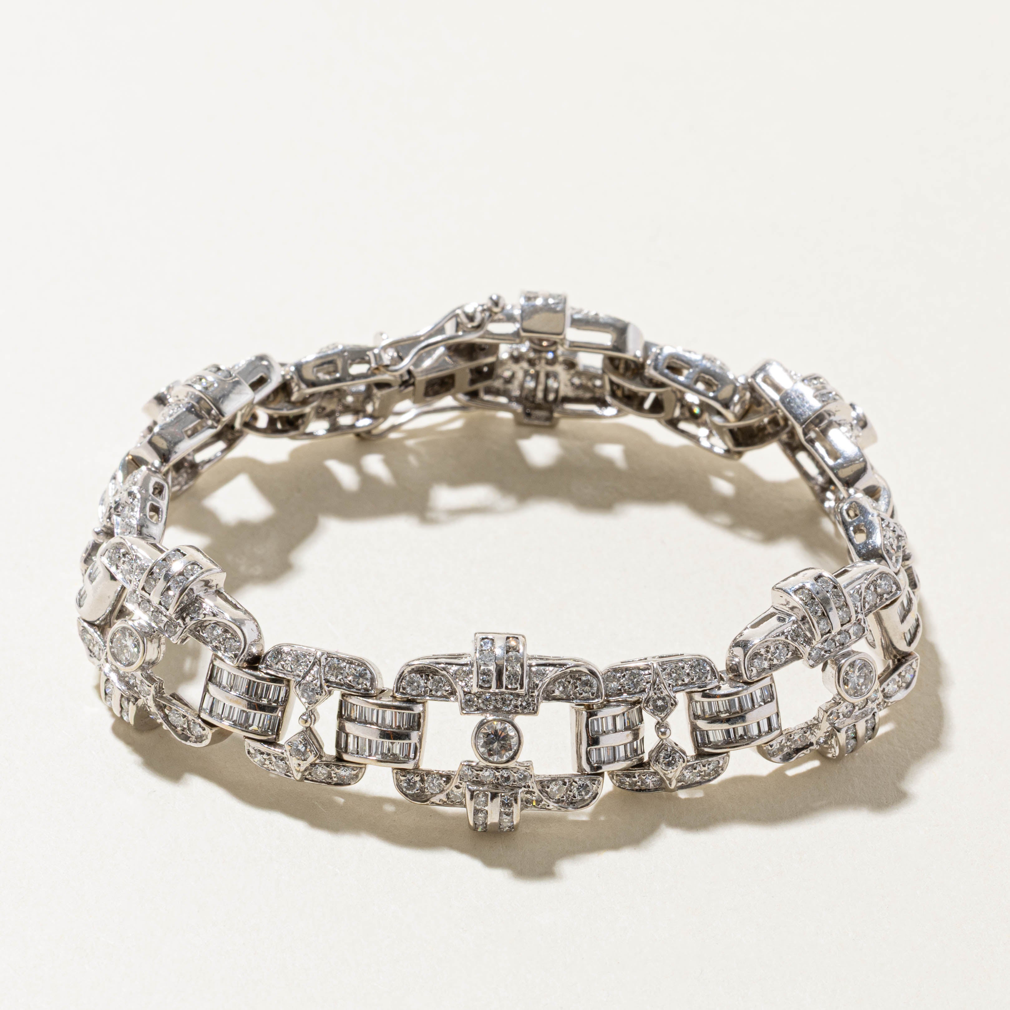 18k Multi Cut Diamond Openwork Geometric Bracelet | 5.05ctw | 7.25"