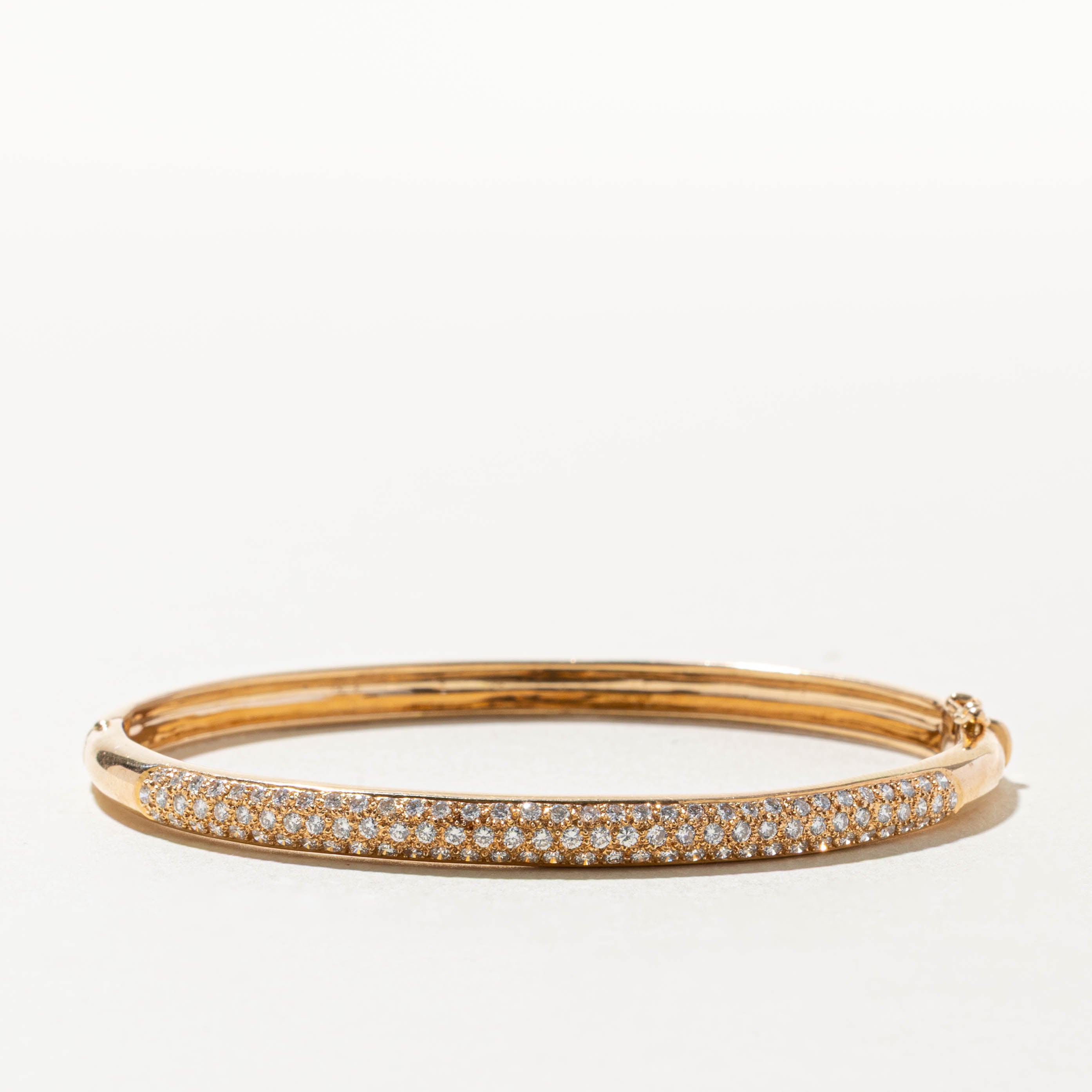 18k Semi Eternity Pave Set Diamond Bangle | 0.99ctw | 6.75"