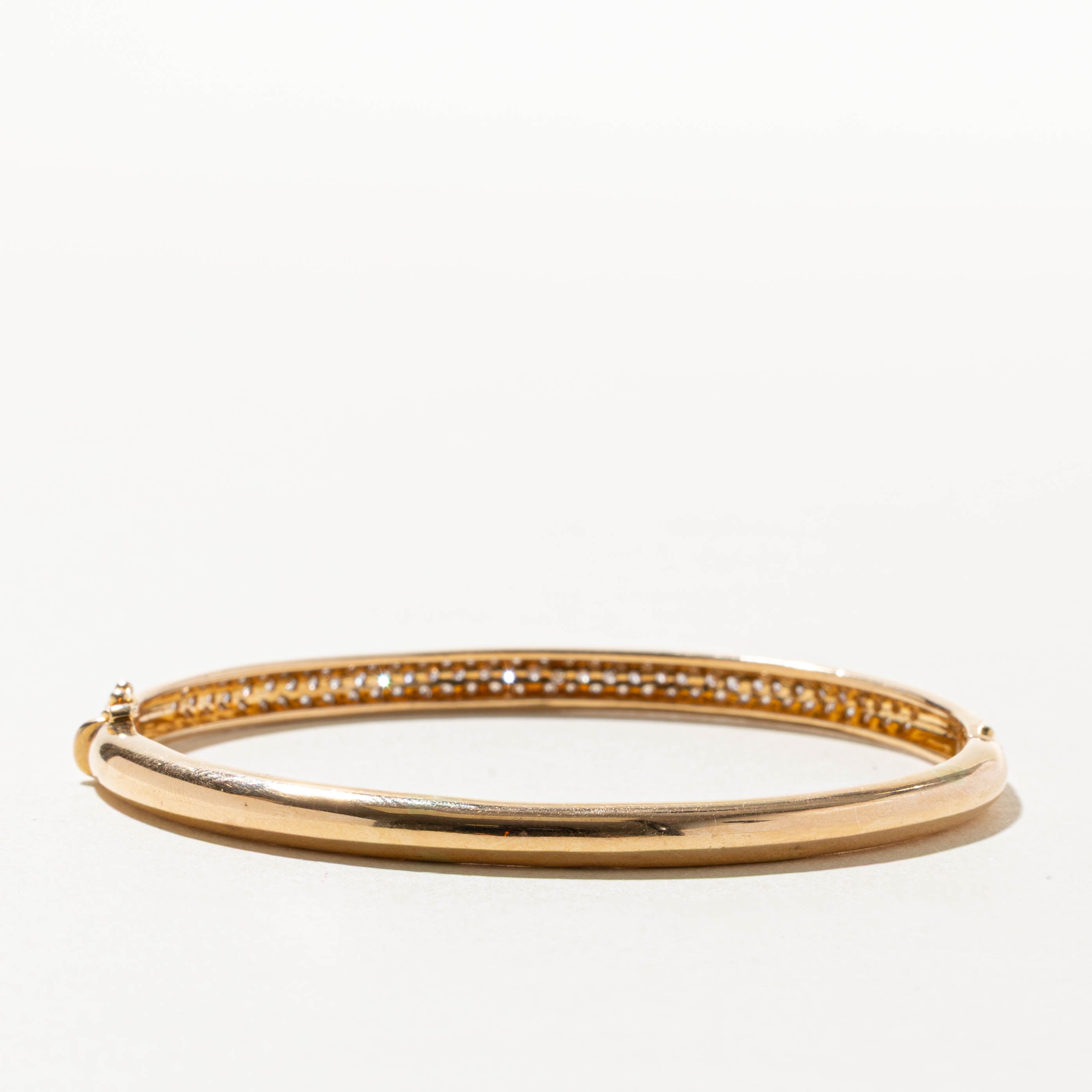 18k Semi Eternity Pave Set Diamond Bangle | 0.99ctw | 6.75"