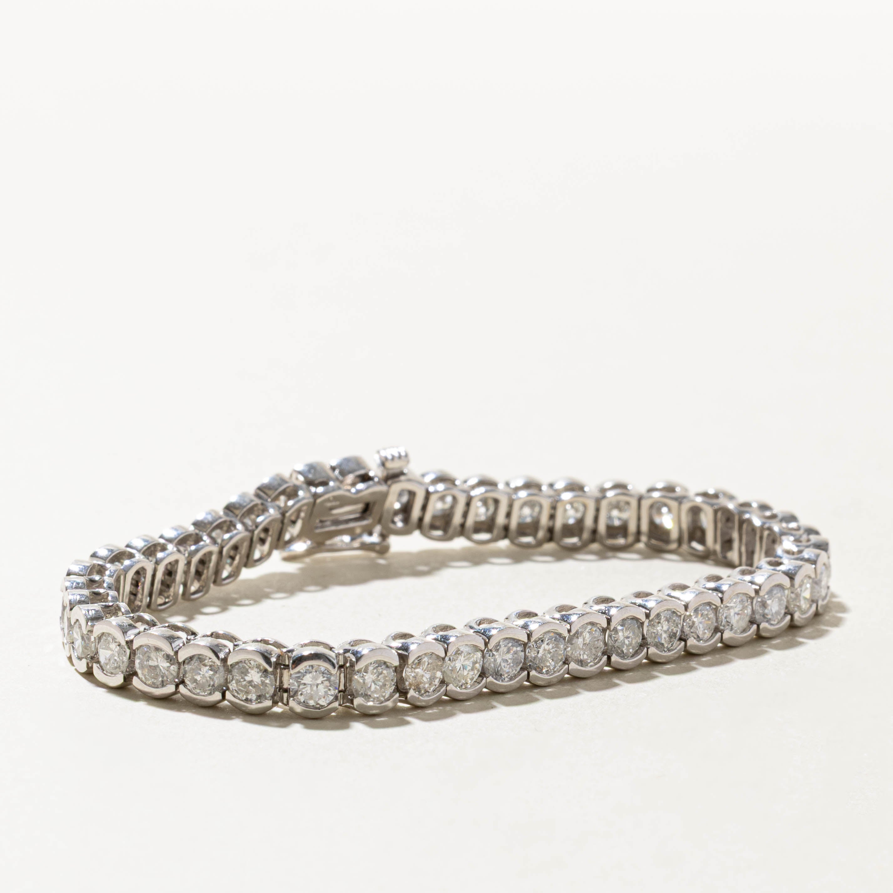 18k Eternity Semi Bezel Diamond Tennis Bracelet | 8.40ctw I2 G | 7"