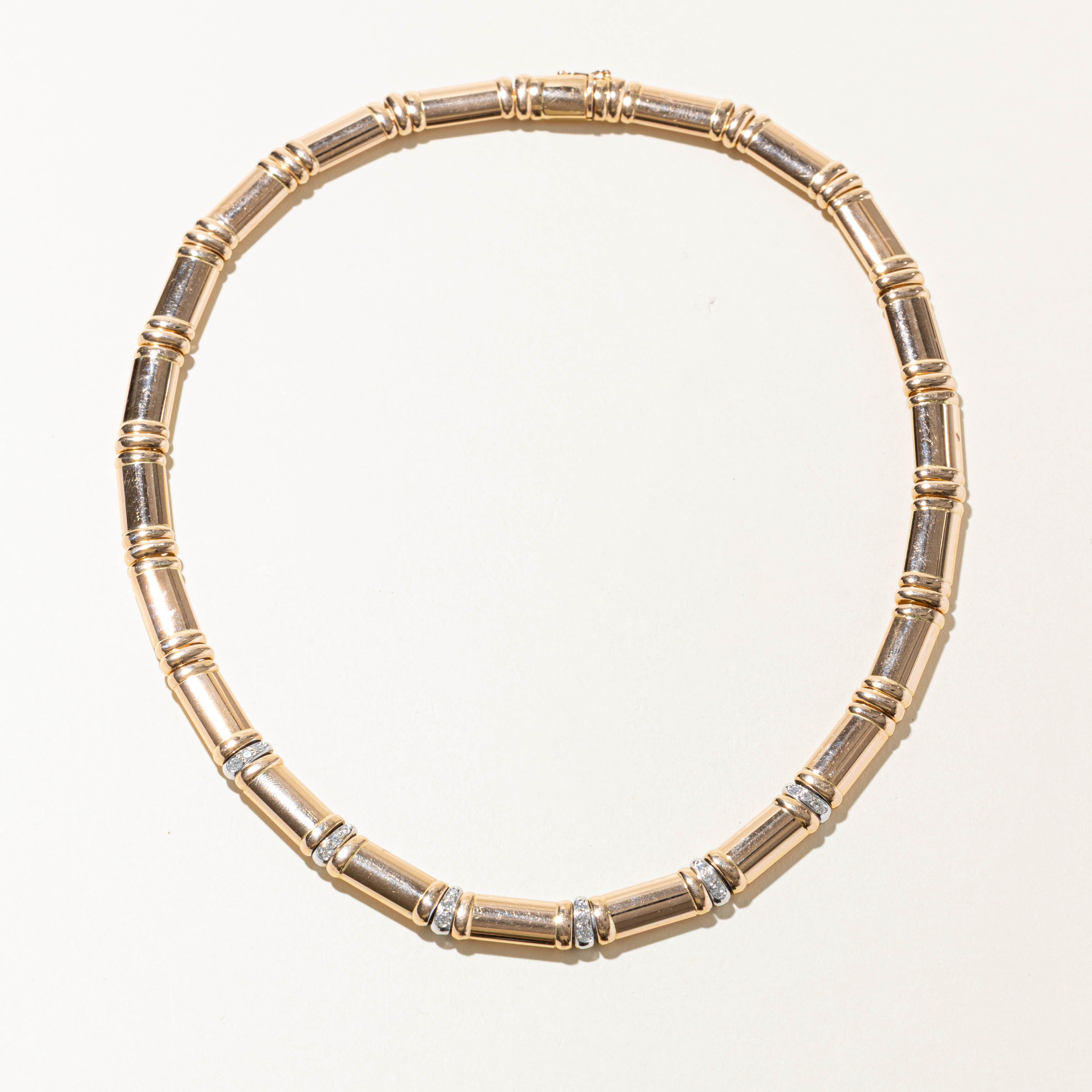 Italian Diamond Accent Grooved Necklace | 0.39ctw | 18.5"