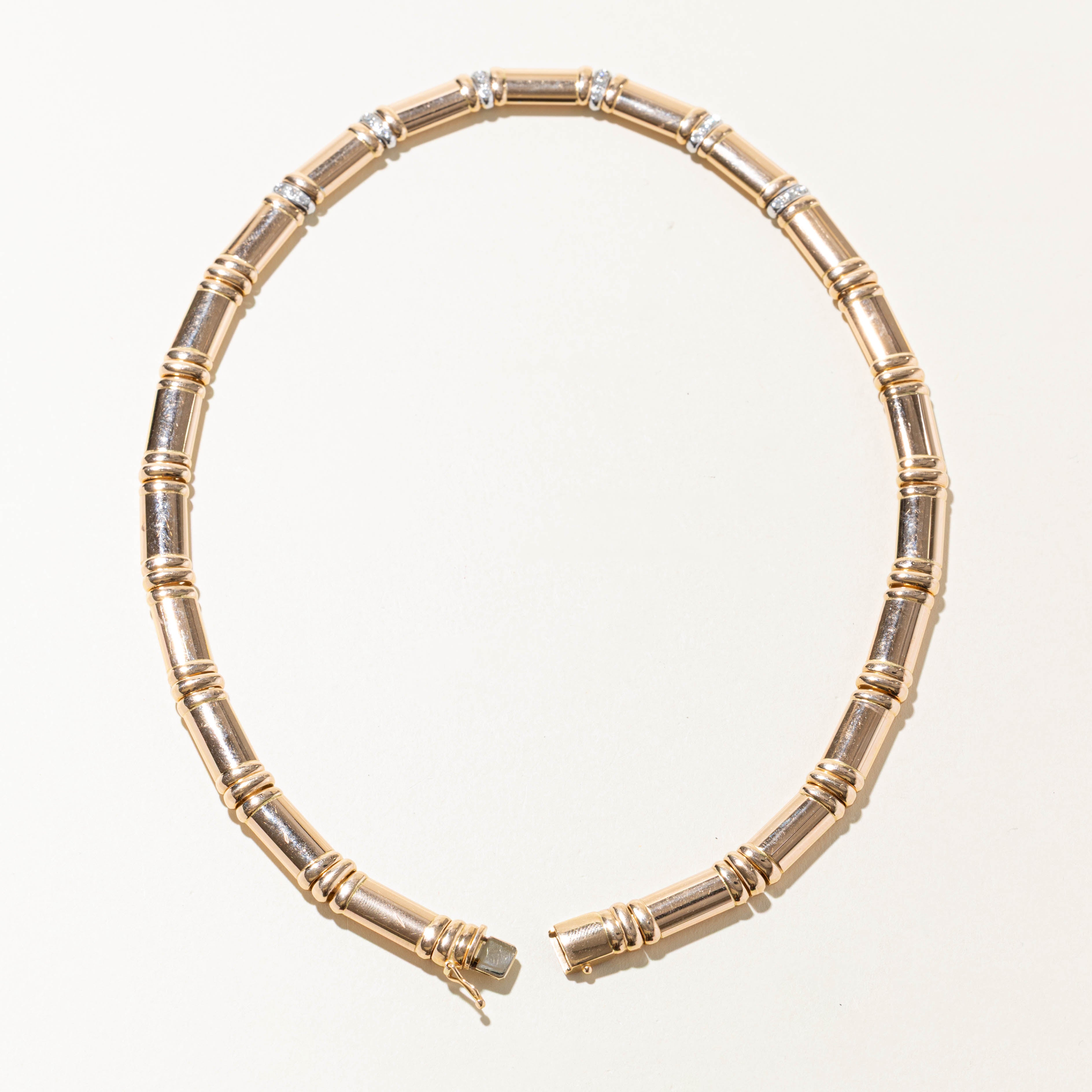 Italian Diamond Accent Grooved Necklace | 0.39ctw | 18.5"