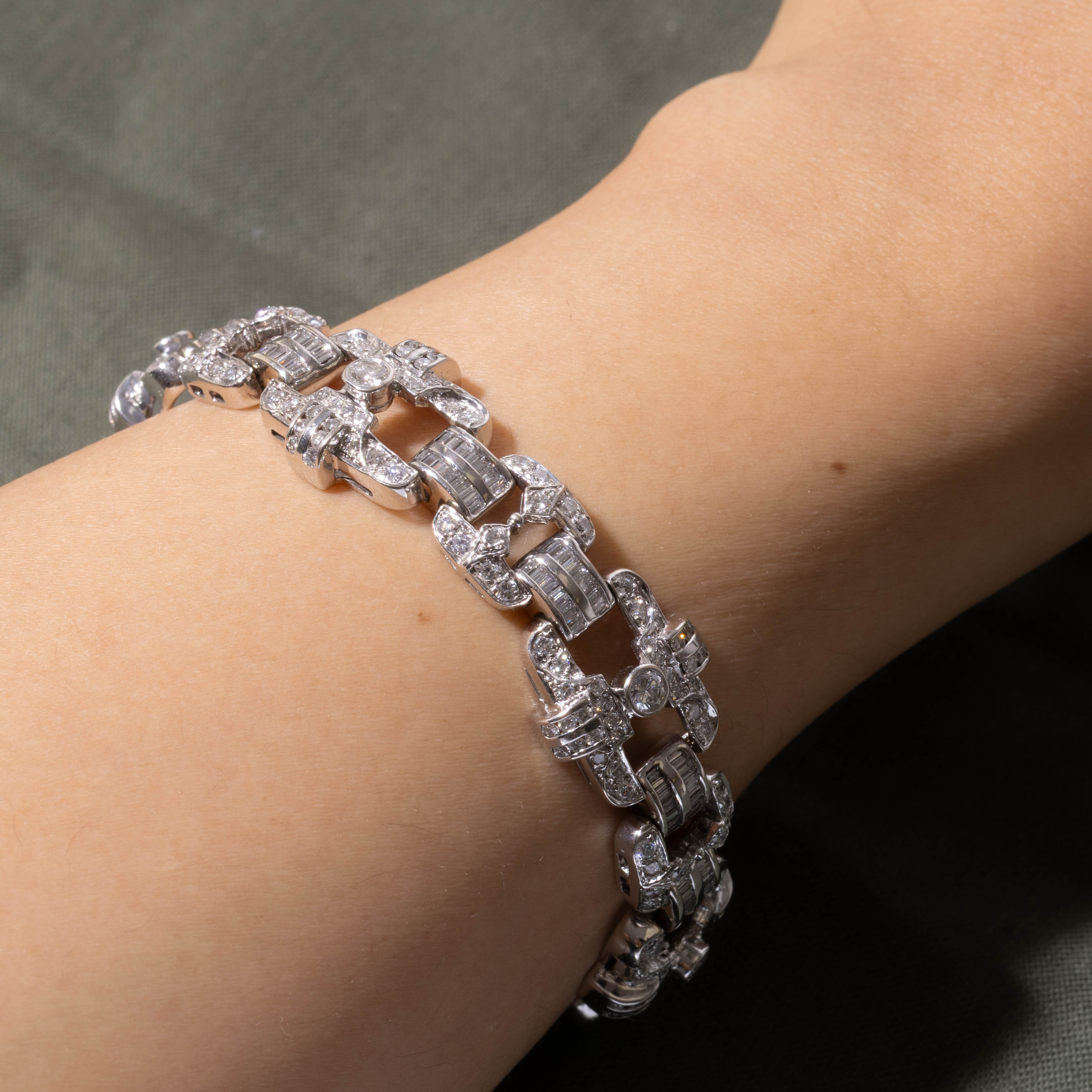 18k Multi Cut Diamond Openwork Geometric Bracelet | 5.05ctw | 7.25"