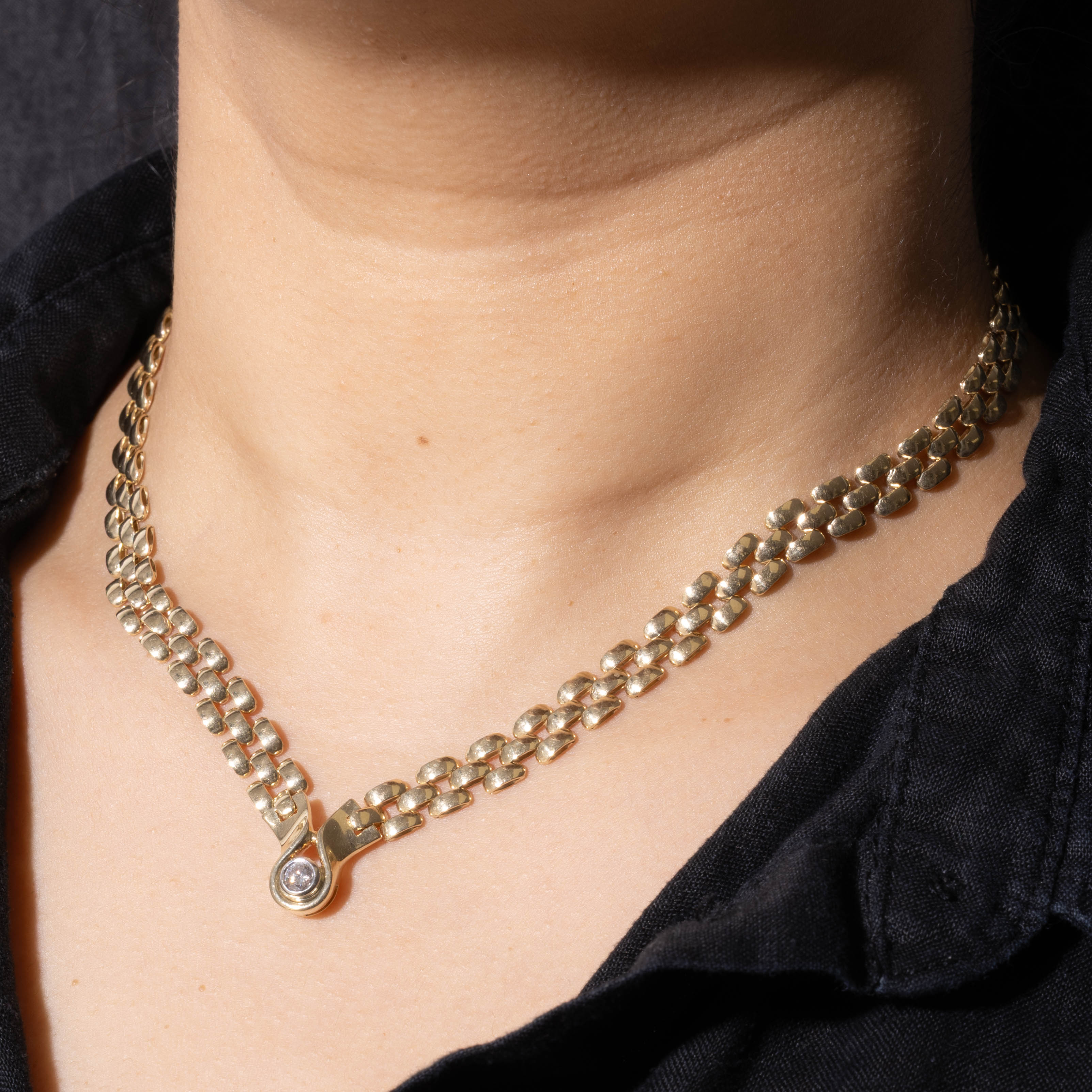 14k Solitaire Diamond Pendant Panther Chain Necklace | 0.20ct | 16"