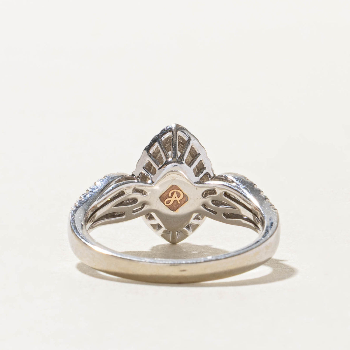 14k Pave Set Marquise Cut Diamond Halo Ring | 0.39ct SI2 E, 0.57ctw | SZ 6.5