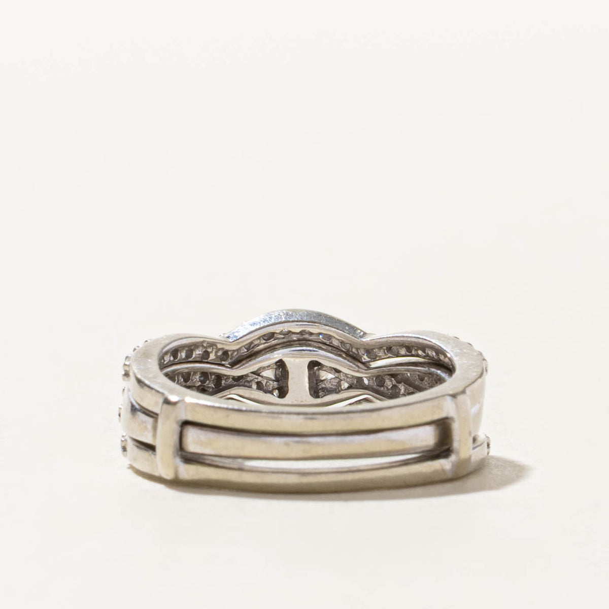 14k Pave Set Diamond Wave Wedding Ring Set | 0.30ct SI2 G, 0.70ctw | SZ 5.25