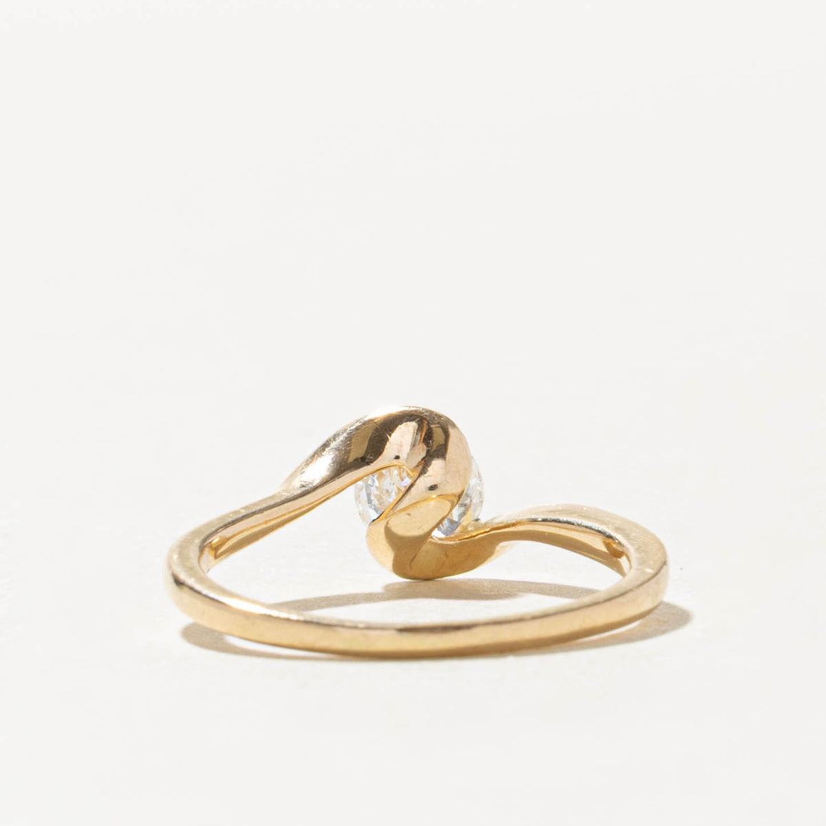 14k Solitaire Semi Bezel Set Diamond Bypass Ring | 0.53ct I1 J | SZ 6