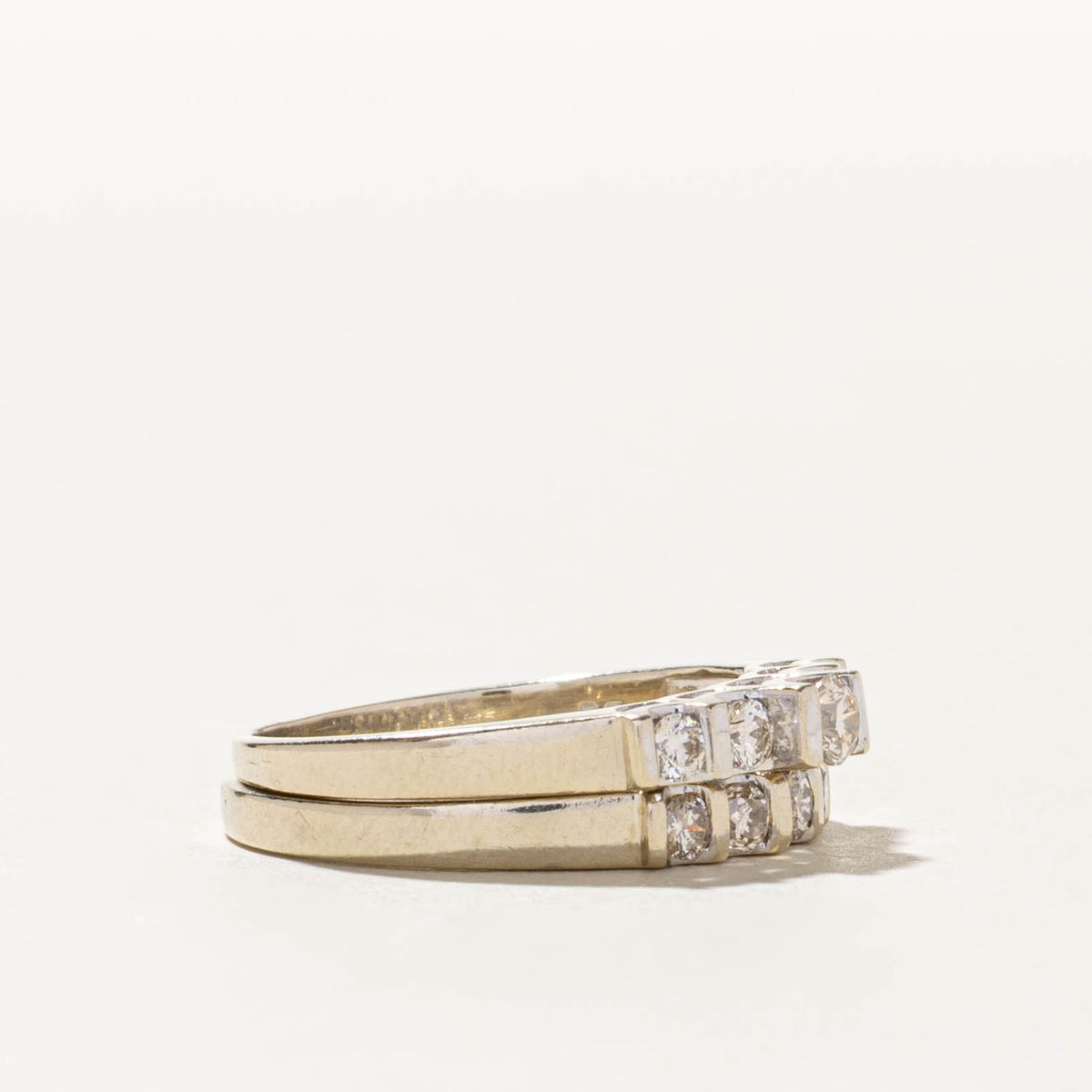 14k Double Row Semi Eternity Diamond Wedding Ring Set | 0.75ctw | SZ 7.5