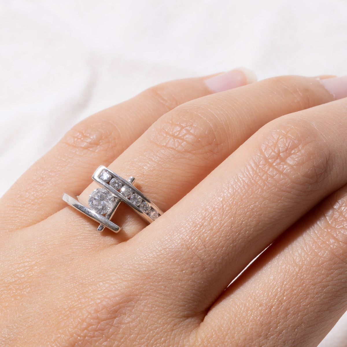 14k Diamond Channel Set Accented Bypass Ring | 0.47ct I1 G, 0.39ctw | SZ 7.5
