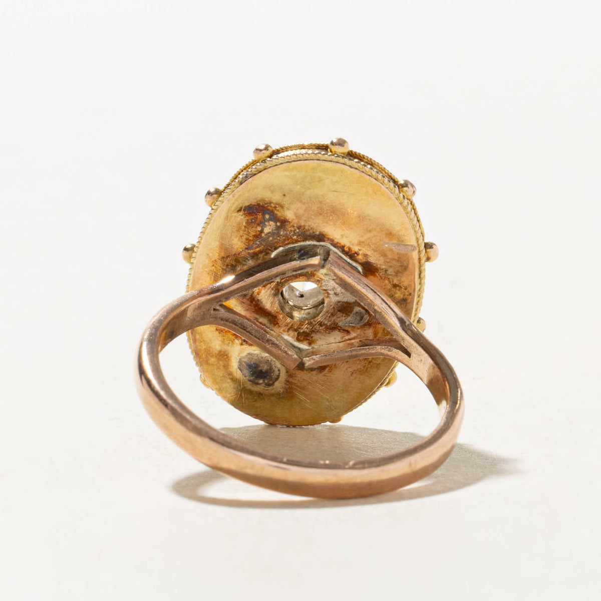 9k Star Set Rose Cut Diamond Shield Ring | 0.08ct | SZ 6.75
