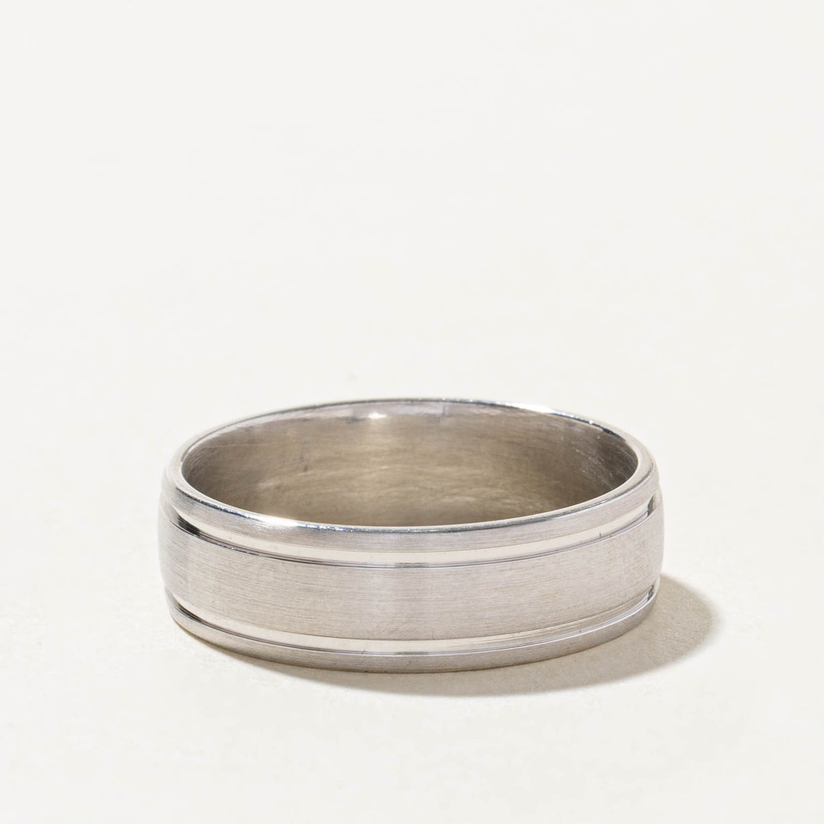 10k White Gold Grooved Matte Band | 6.55mm | SZ 10