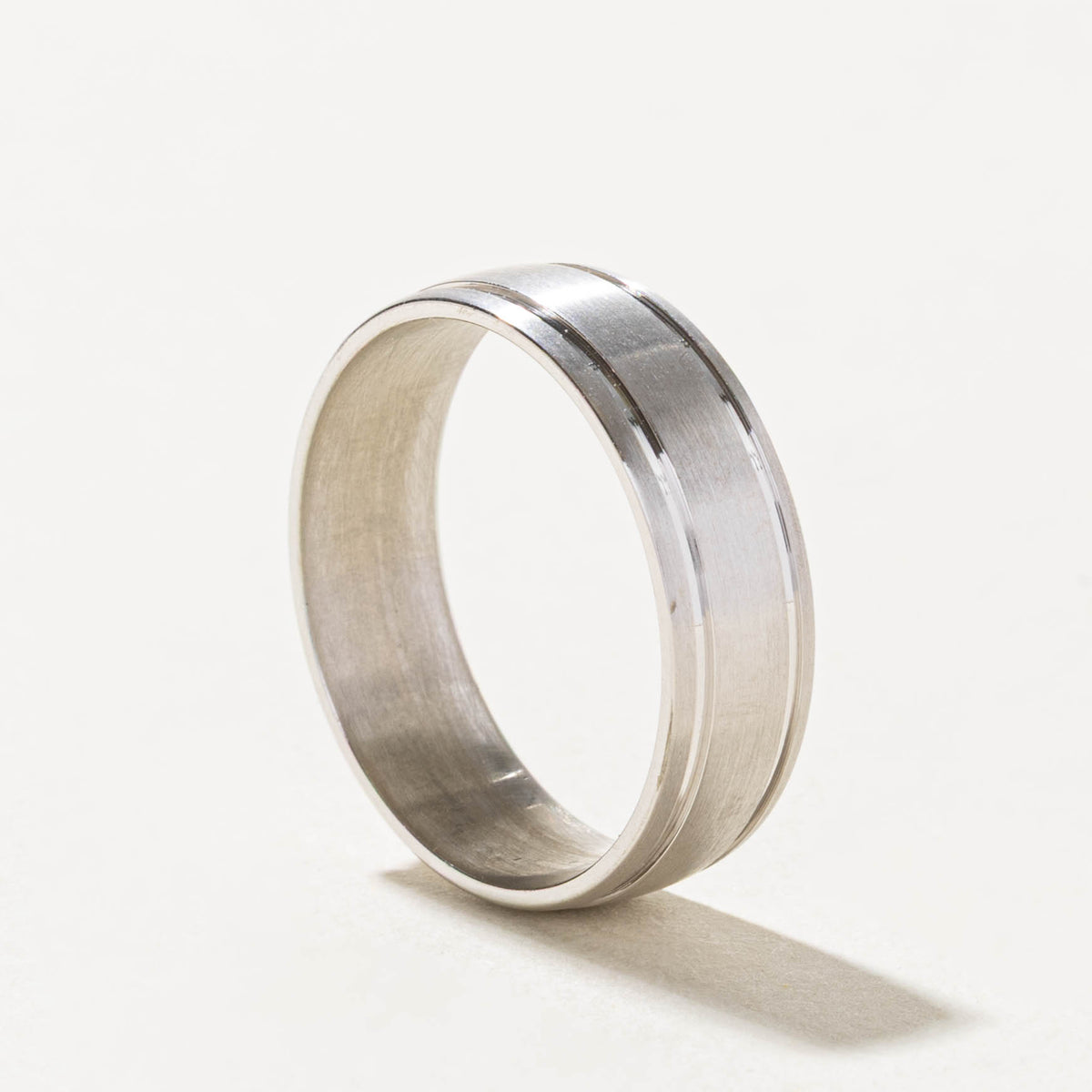 10k White Gold Grooved Matte Band | 6.55mm | SZ 10