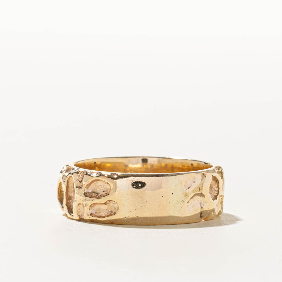 14k Diamond Nuggety Textured Band | 0.22ct | 8.25mm | SZ 13