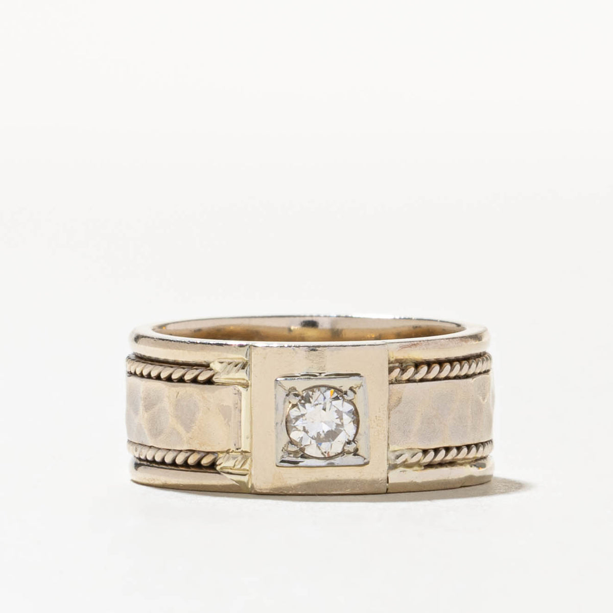14k Solitaire Diamond Rope Band | 0.12ct | 7.80mm | SZ 5