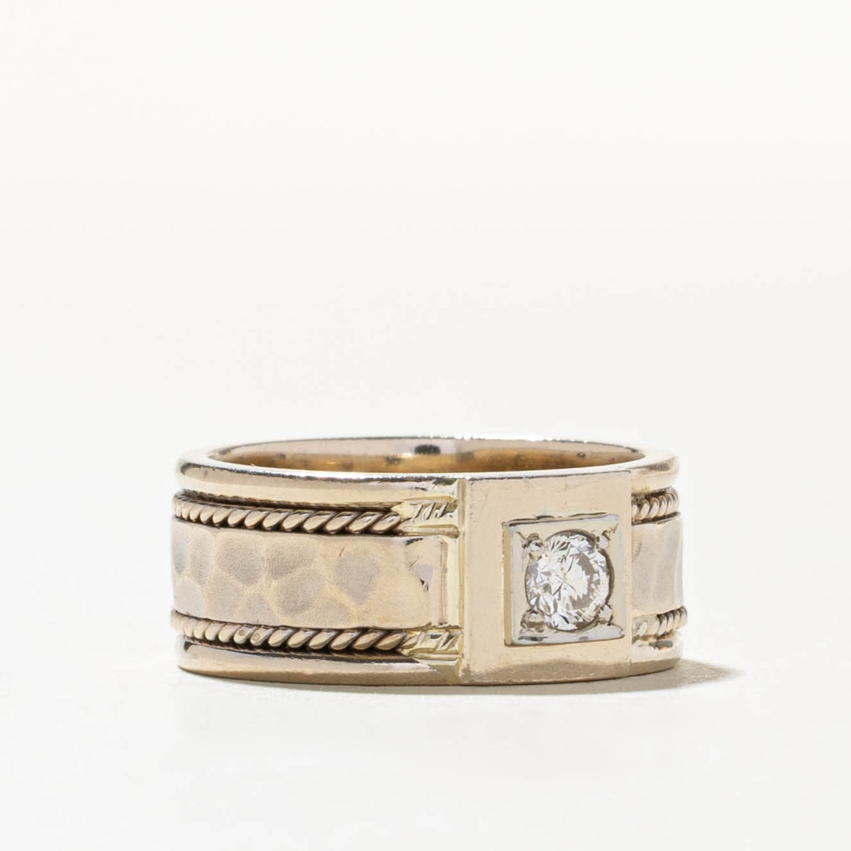 14k Solitaire Diamond Rope Band | 0.12ct | 7.80mm | SZ 5