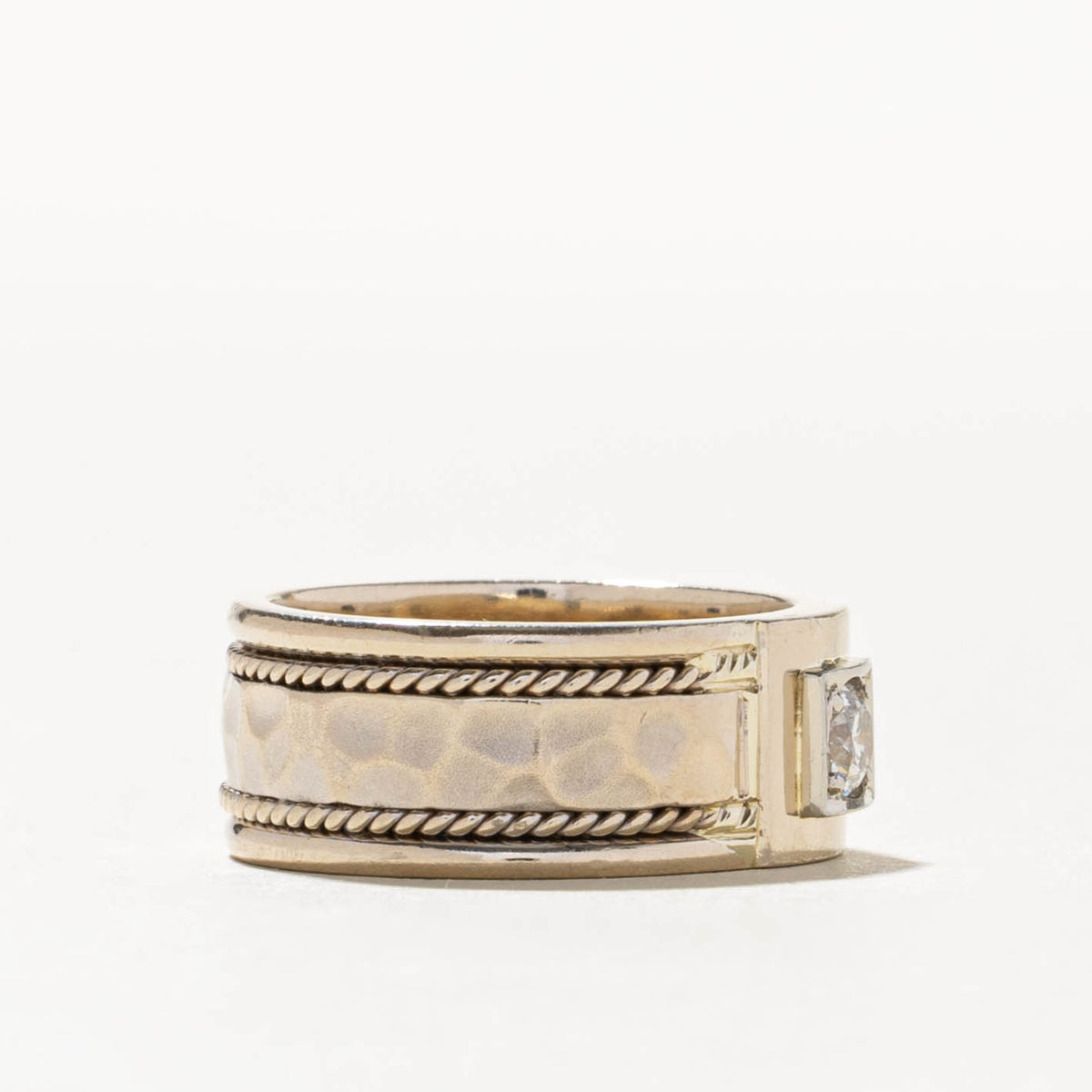 14k Solitaire Diamond Rope Band | 0.12ct | 7.80mm | SZ 5