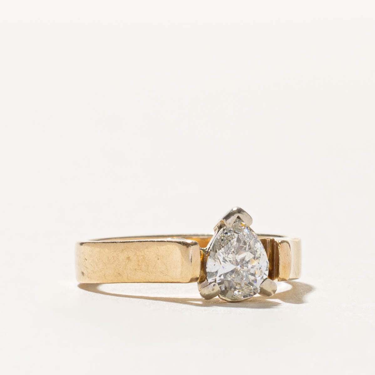 14k Solitaire Pear Cut Diamond Ring | 0.49ct SI1/SI2 J/K | SZ 4