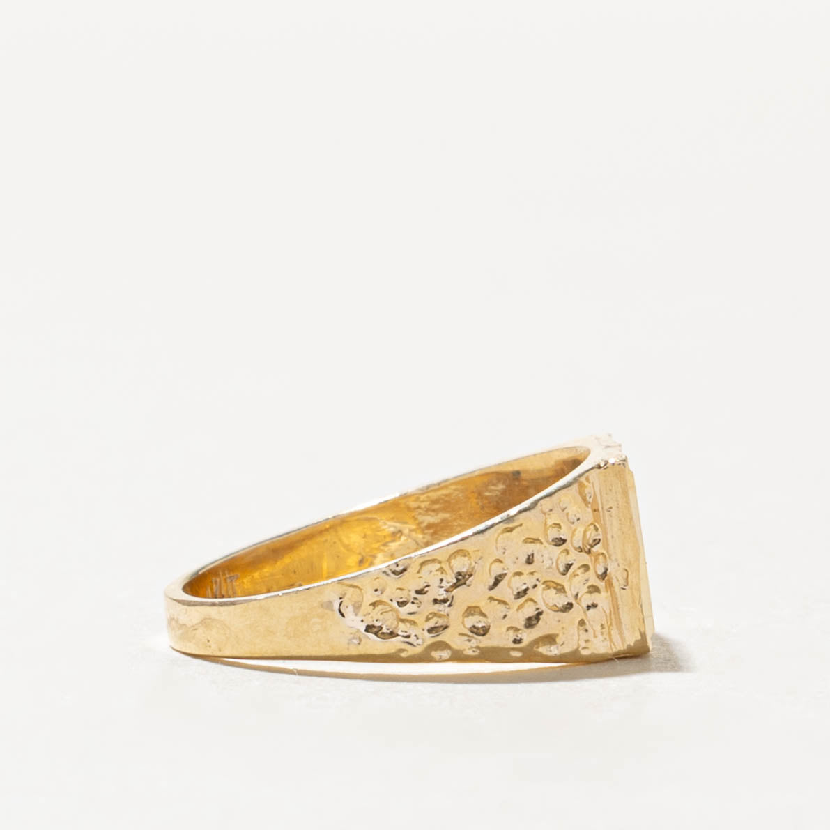 14k Yellow Gold Nuggety Matte Signet Ring | SZ 2.75