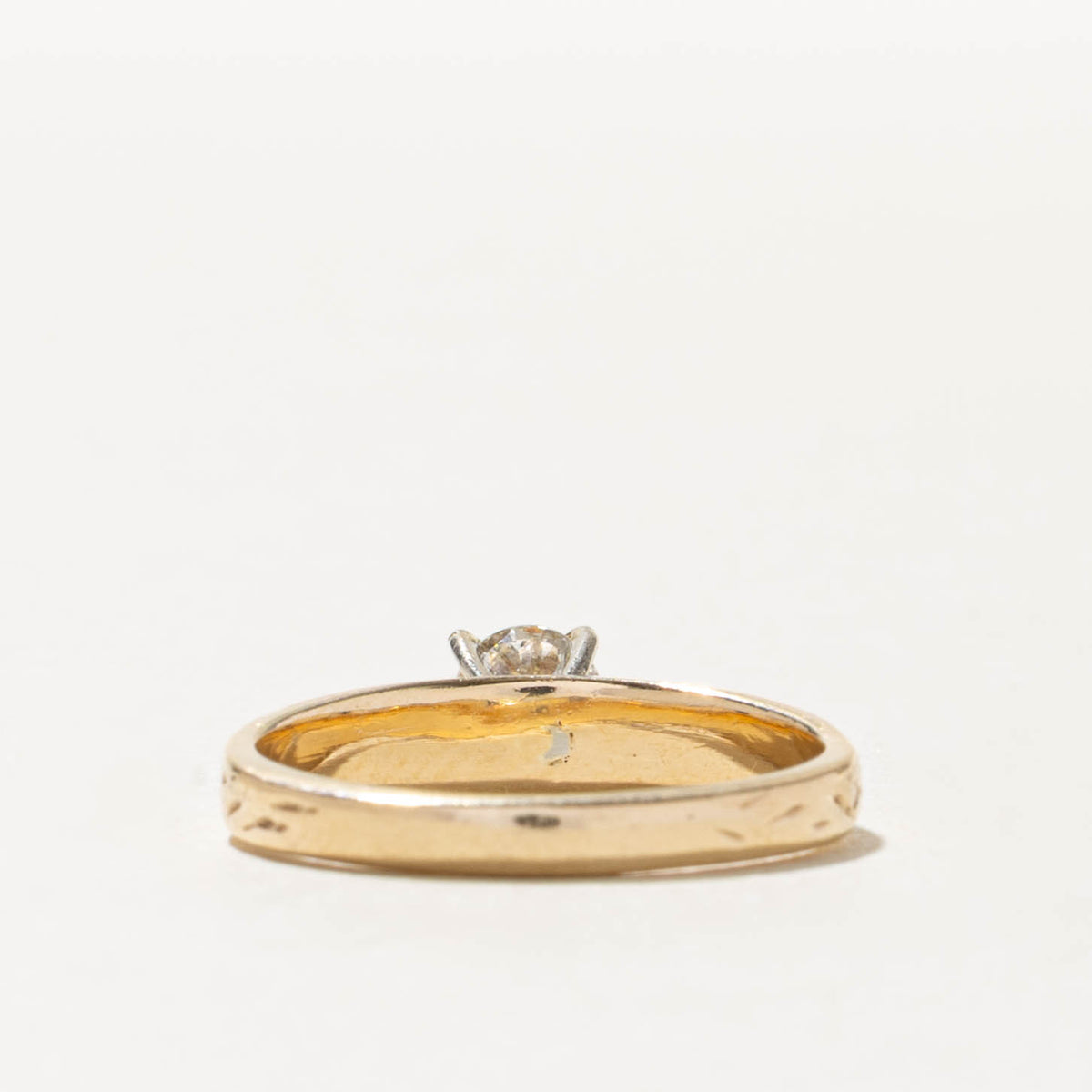 14k Solitaire Diamond Textured Ring | 0.37ct SI2/I1 H/I | SZ 6.5