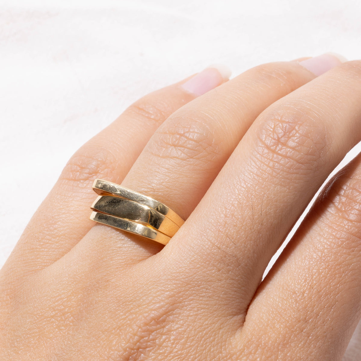 18k Yellow Gold Layered Abstract Ring | SZ 7.25