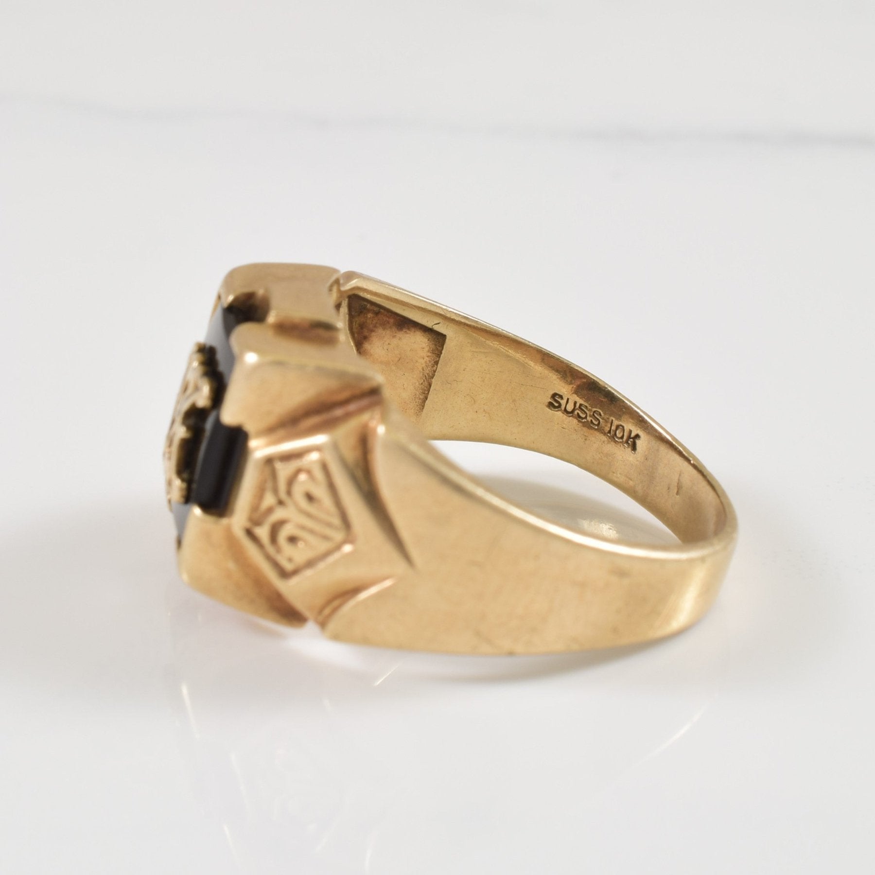 'K' Initial Black Onyx Ring | 2.25ct | SZ 9.5 | - 100 Ways