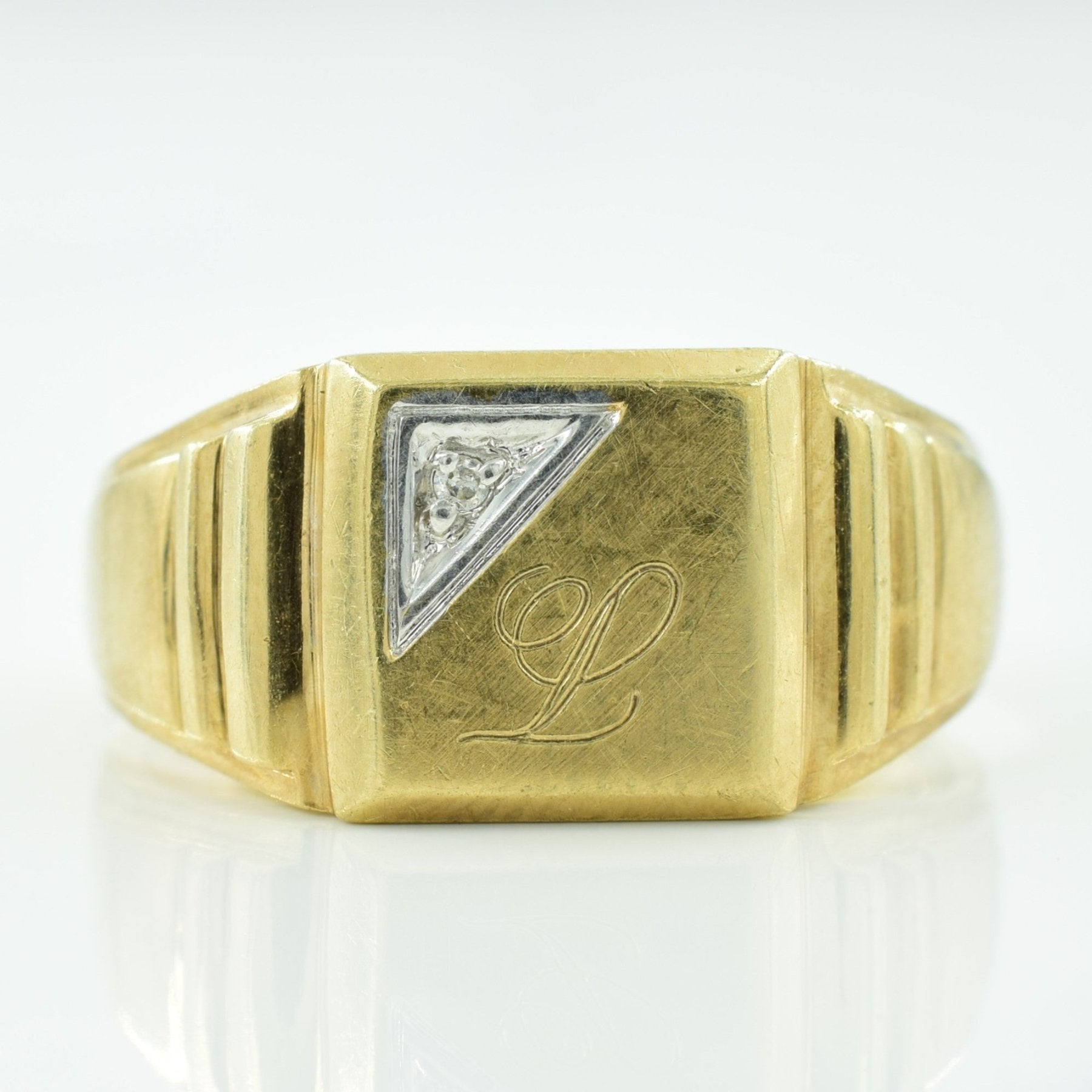 'L' Initial Diamond Ring | 0.01ct | SZ 8.75 | - 100 Ways