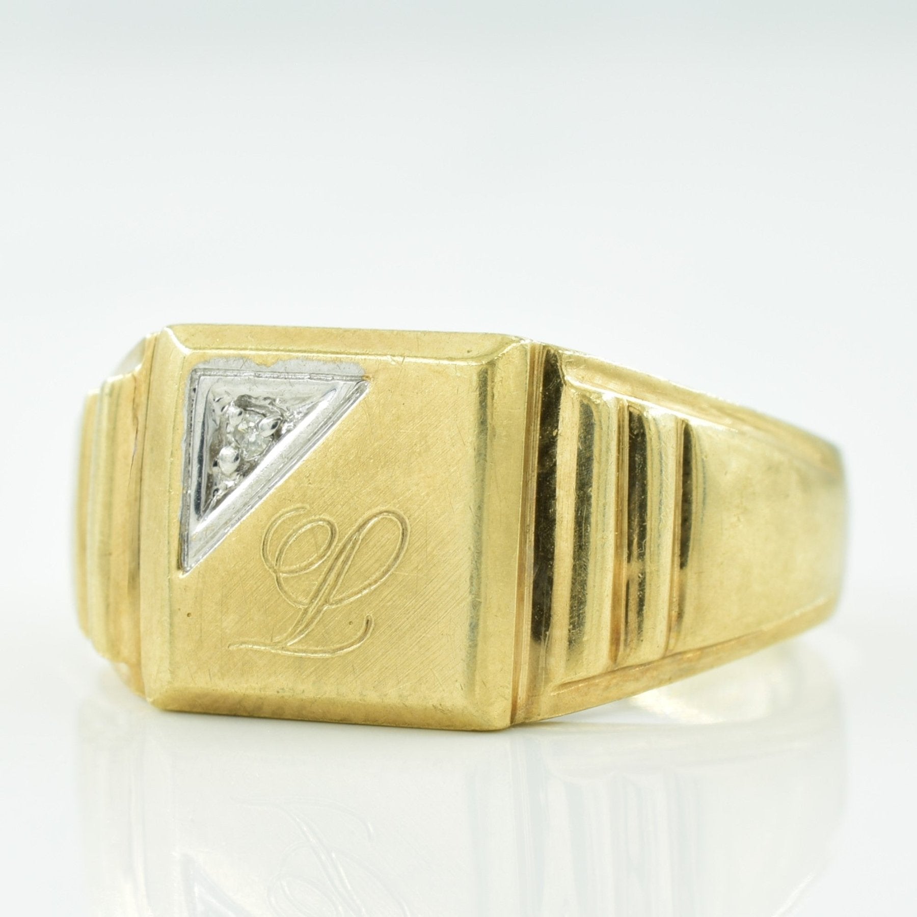 'L' Initial Diamond Ring | 0.01ct | SZ 8.75 | - 100 Ways