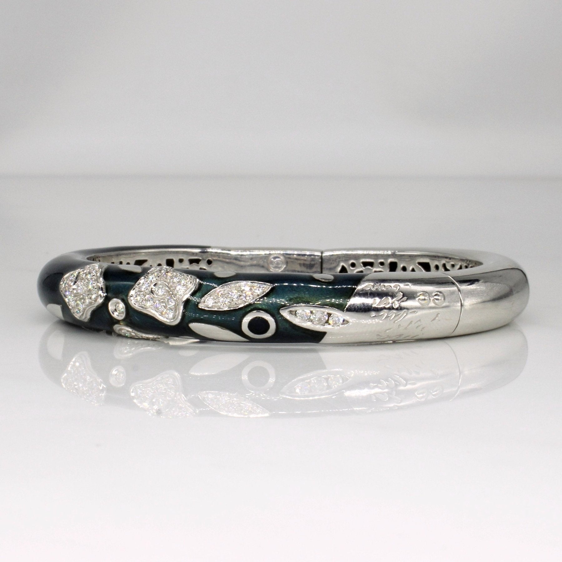 'La Nouvelle Bague' Diamond & Blue Enamel Cuff | 0.76ctw | 6" | - 100 Ways