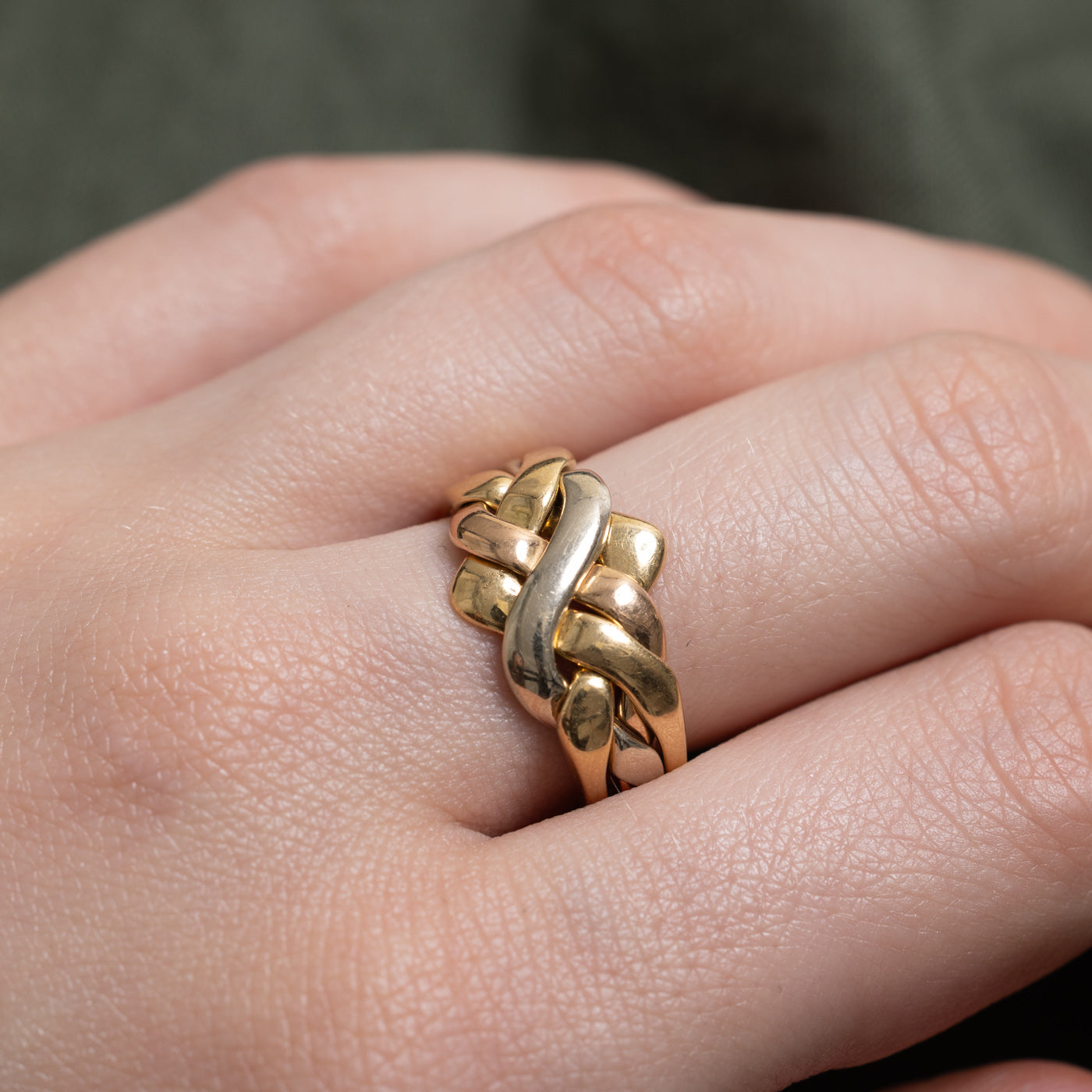 Italian 18k Tri Tone Gold Puzzle Ring | SZ 7.25
