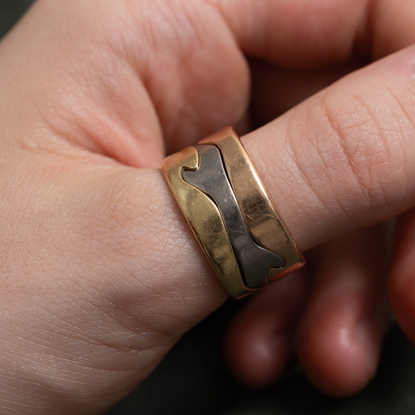'Georg Jensen' 18k Gold Fusion Puzzle Ring | SZ 9.75