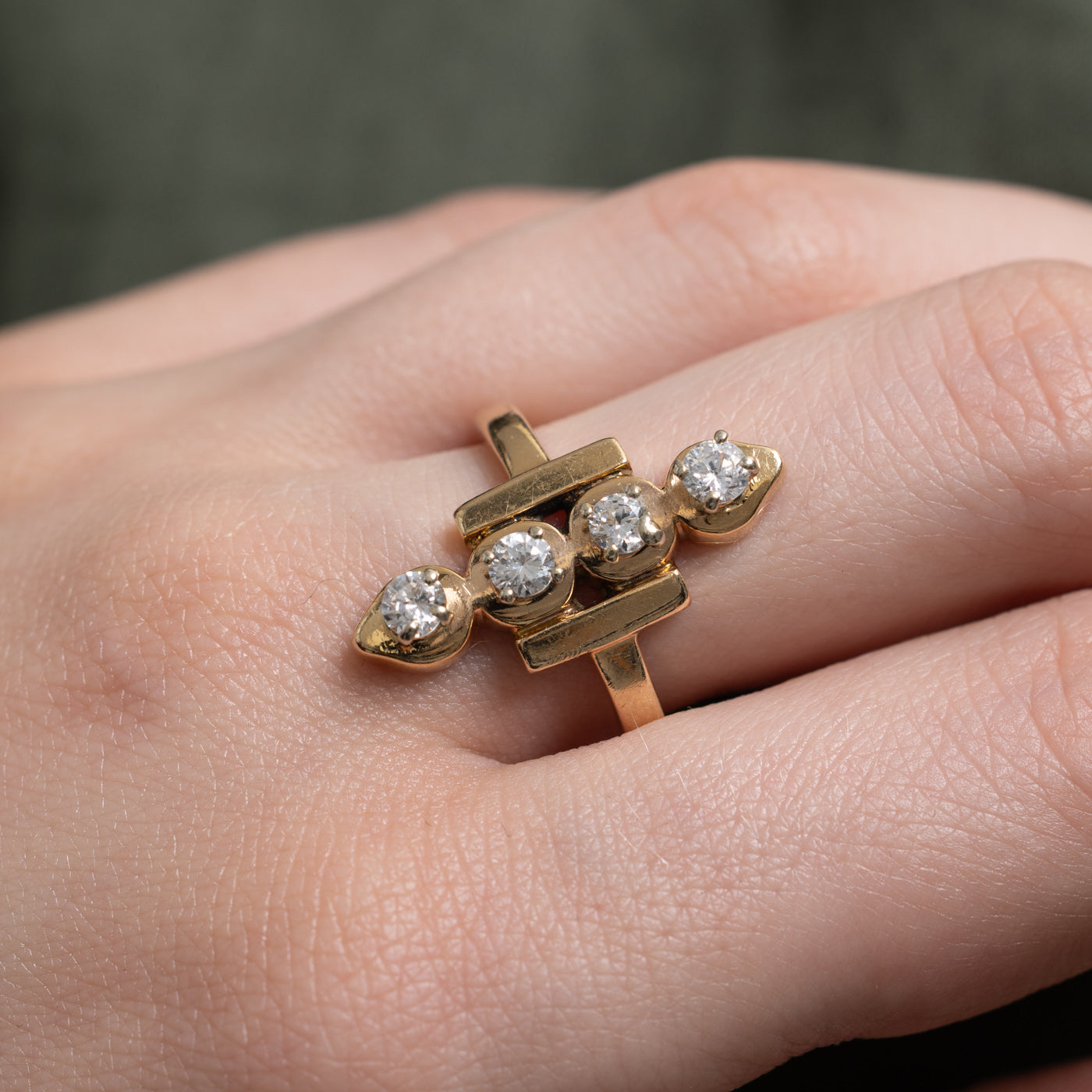 Four Stone Diamond Column Ring | 0.60ctw | SZ 9