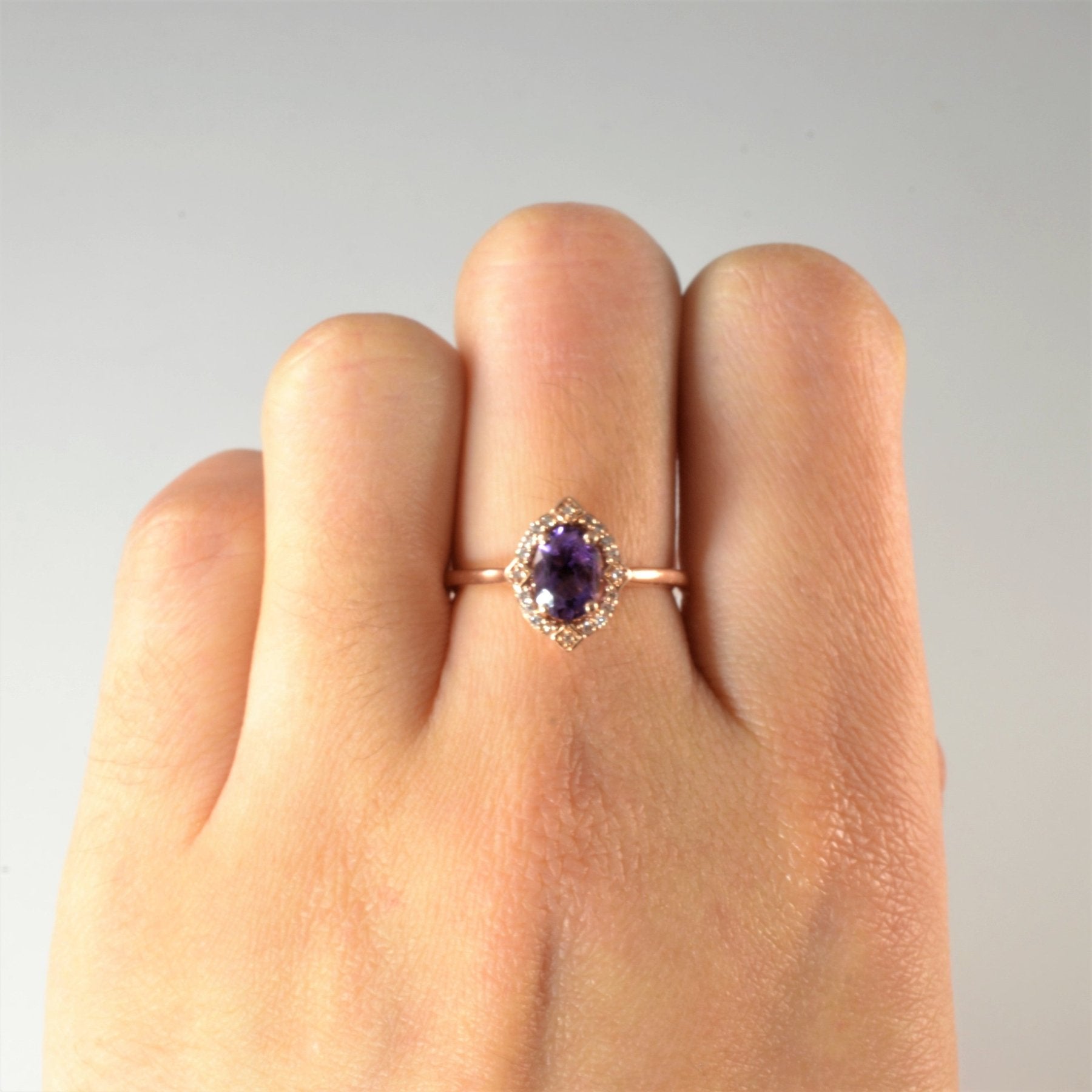 'Michael Hill' Art Deco Inspired Amethyst & Diamond Ring | 0.05ctw, 0.50ct | SZ 6 | - 100 Ways