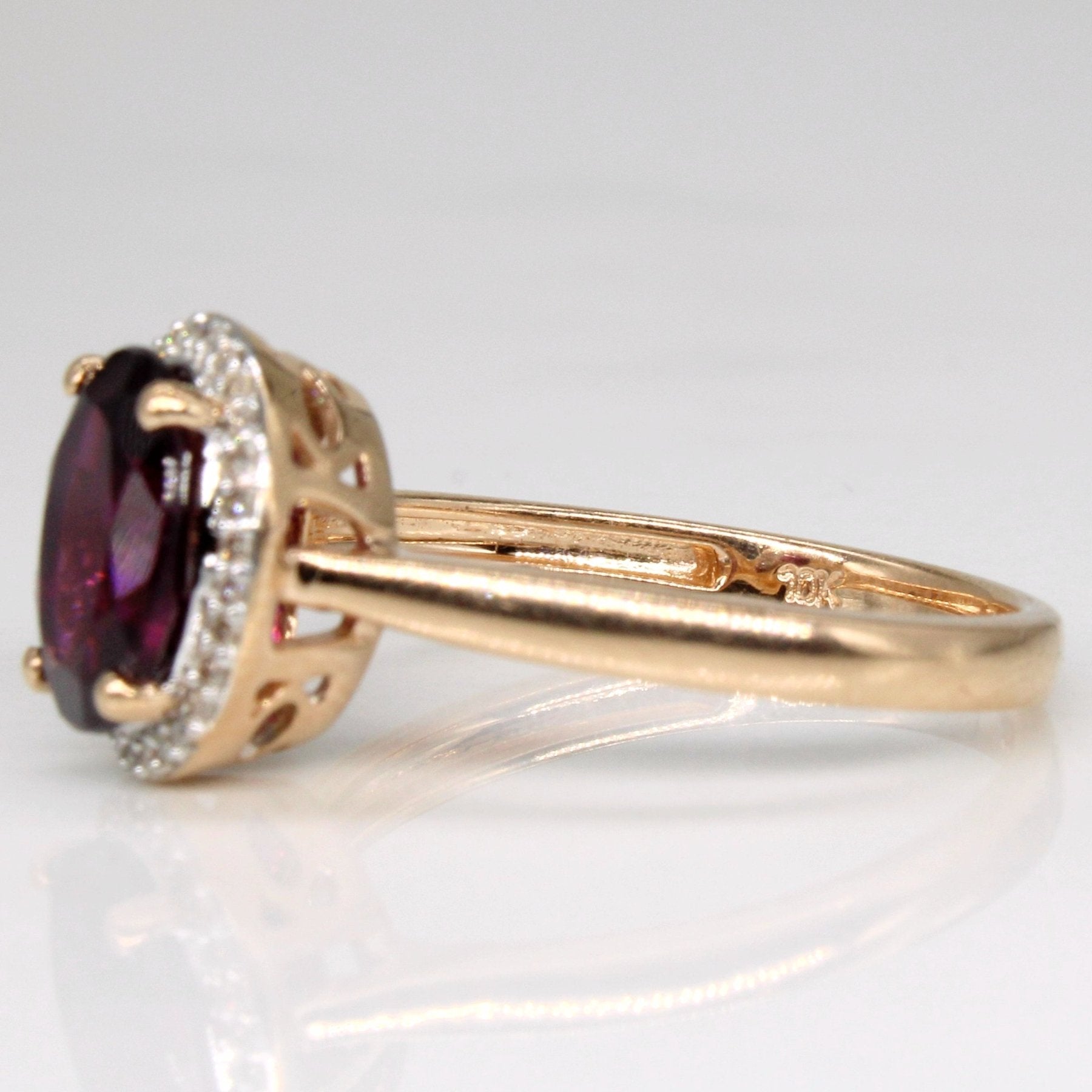 'Michael Hill' Garnet & Diamond Halo Ring | 2.10ct, 0.08ctw | SZ 7 | - 100 Ways