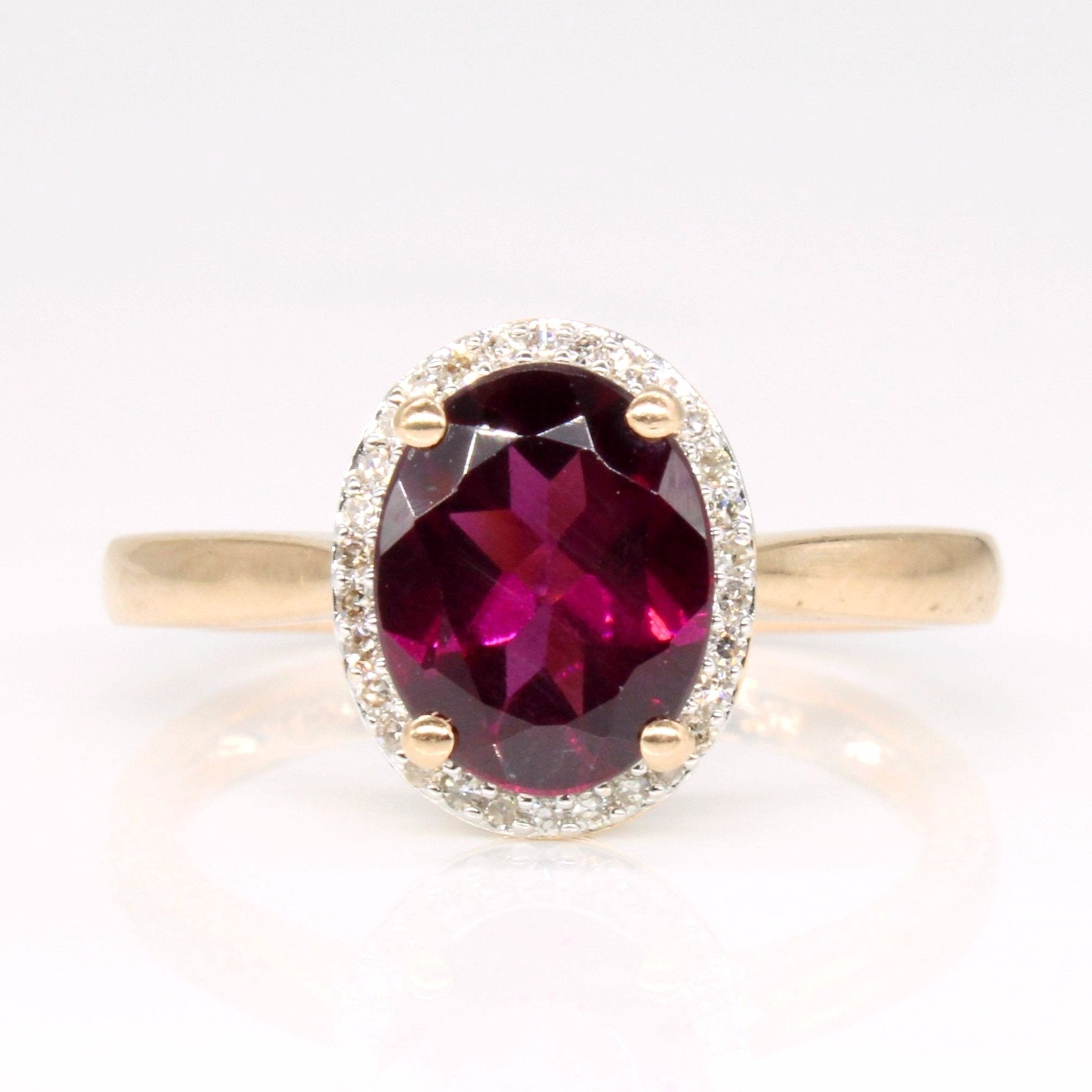 'Michael Hill' Garnet & Diamond Halo Ring | 2.10ct, 0.08ctw | SZ 7 | - 100 Ways