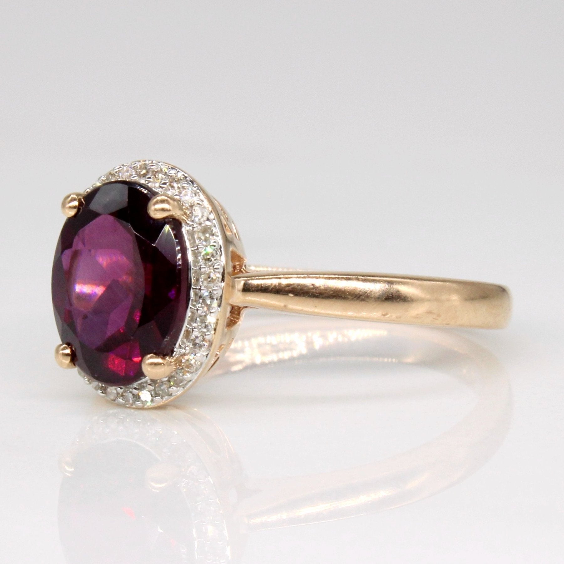 'Michael Hill' Garnet & Diamond Halo Ring | 2.10ct, 0.08ctw | SZ 7 | - 100 Ways