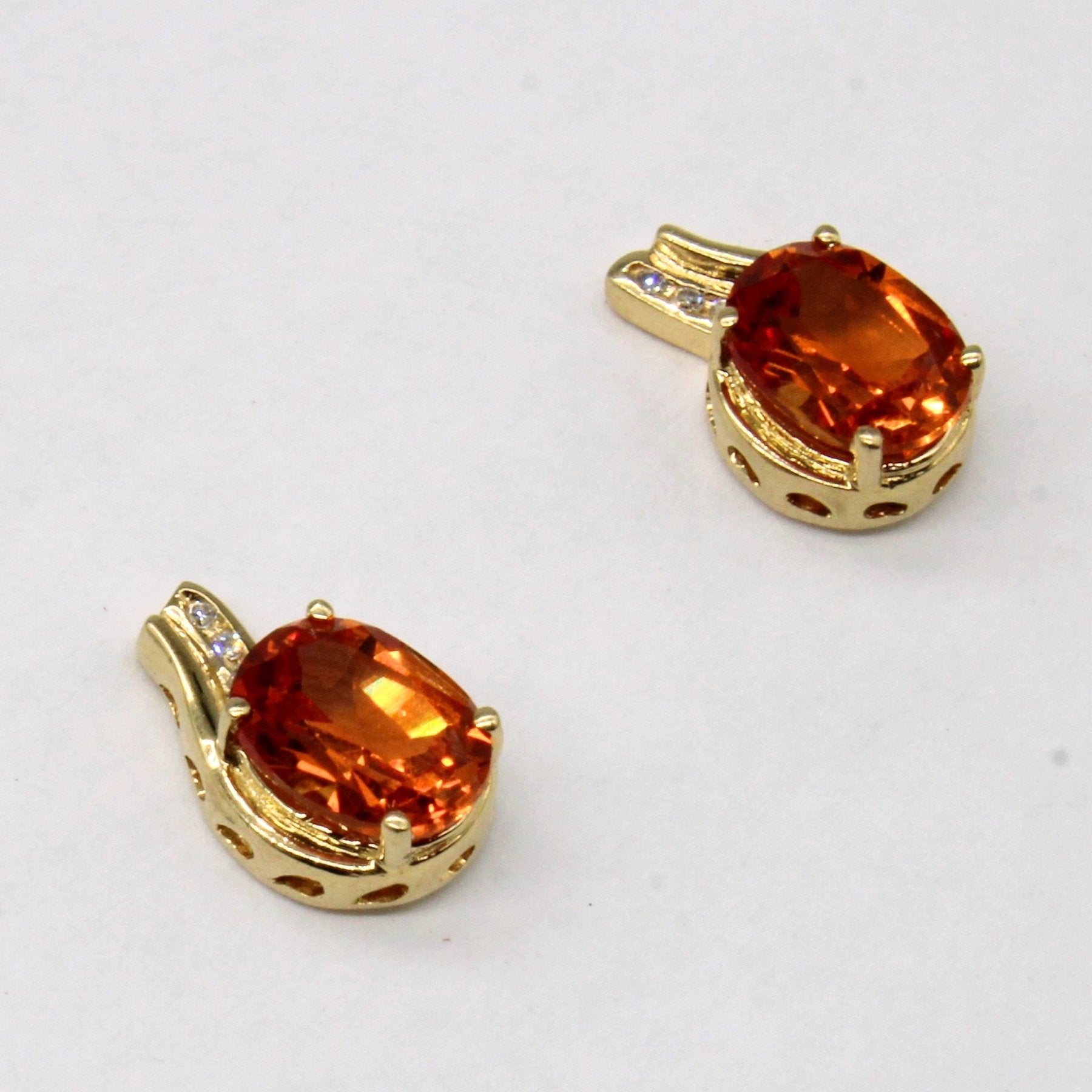 'Michael Hill' Synthetic Orange Sapphire & Diamond Earrings | 3.30ctw, 0.02ctw | - 100 Ways