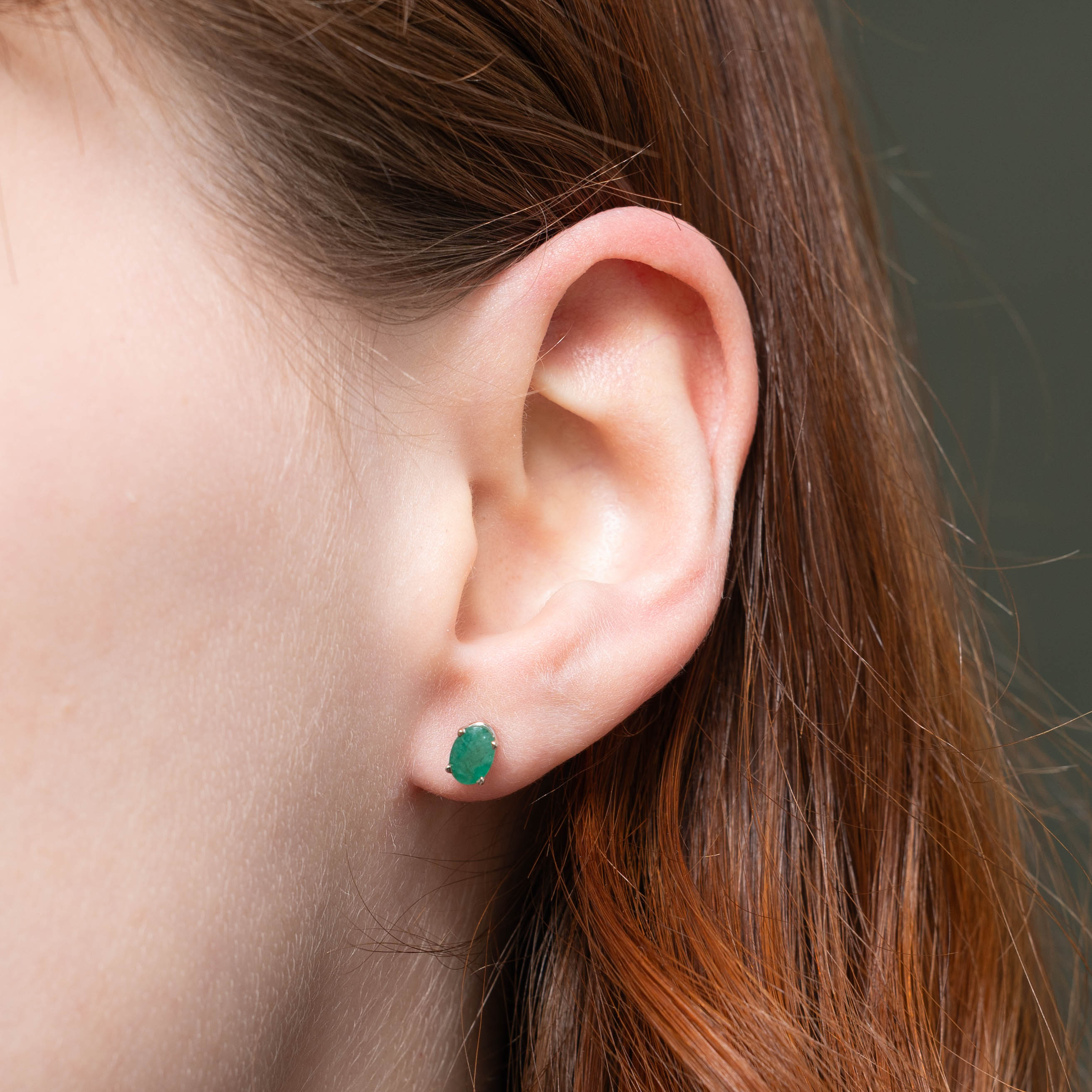 '100 Ways' Oval Cut Emerald Solitaire Stud Earrings | 0.95ctw