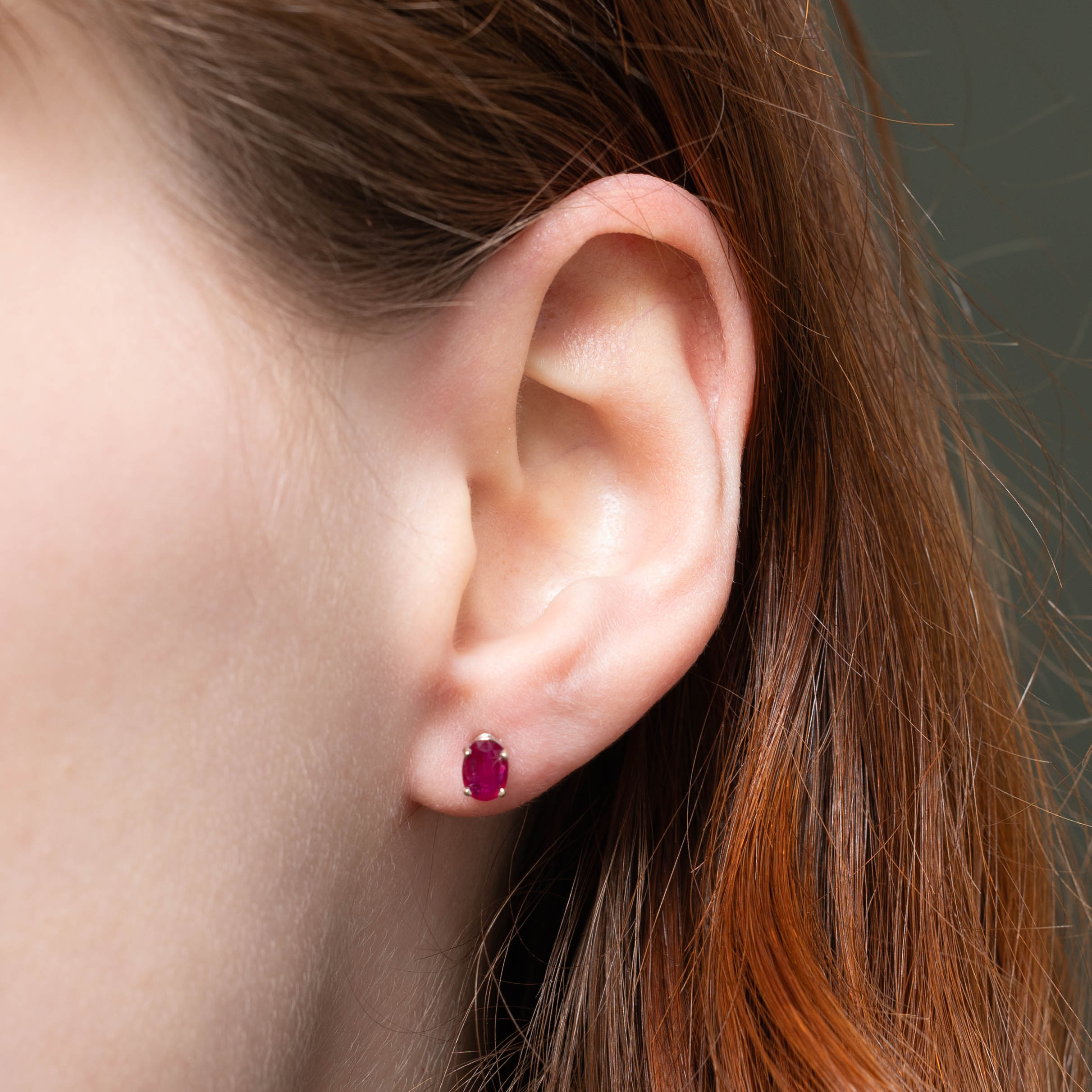 '100 Ways' Oval Cut Ruby Solitaire Stud Earrings | 1.0ctw