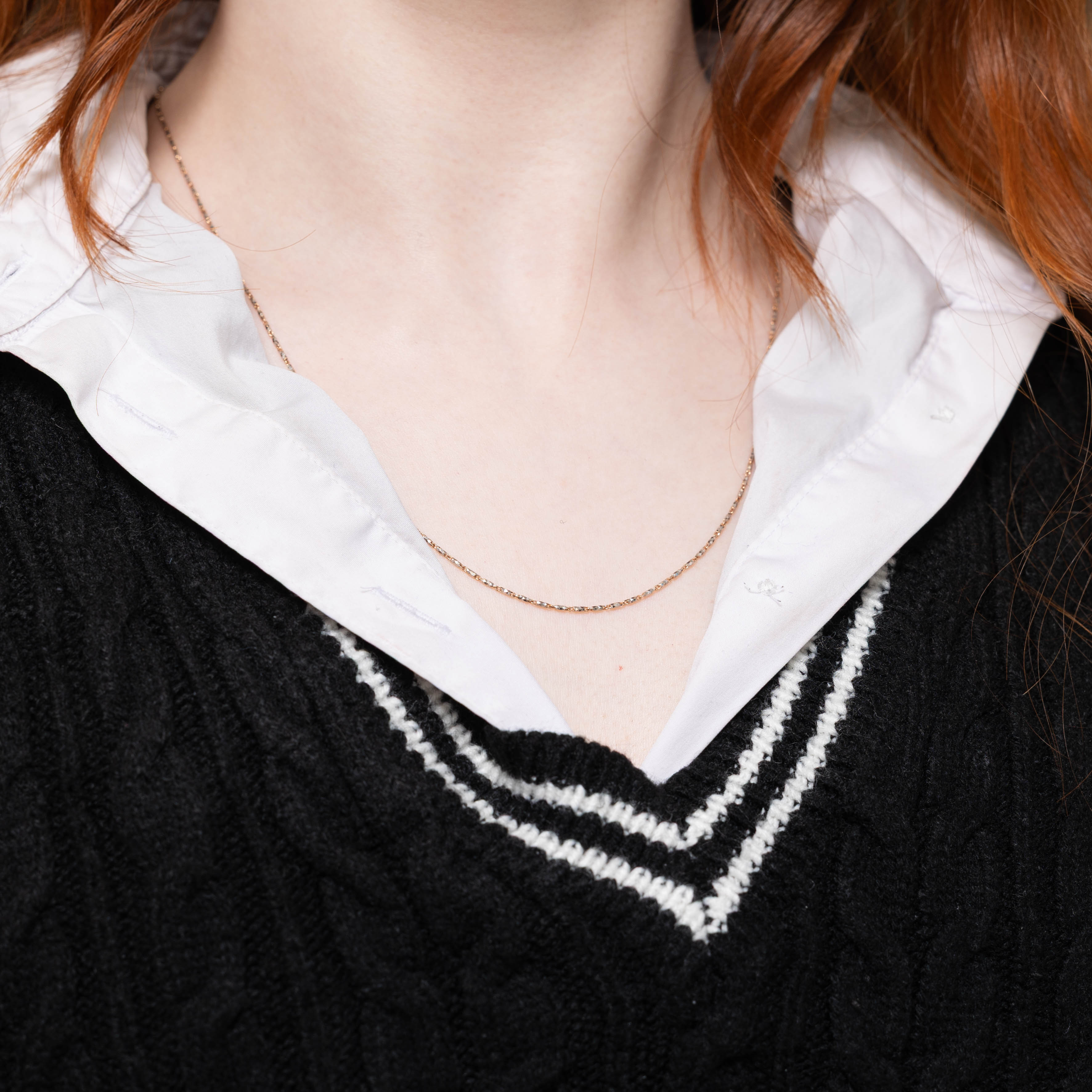 10k Two Tone Barleycorn Chain | 20” | 1mm