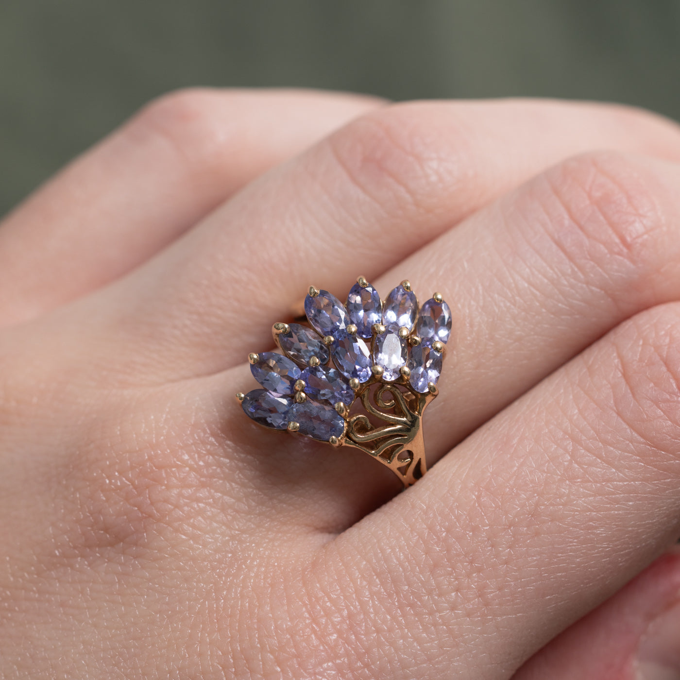 Oval Cut Tanzanite Cluster Cocktail Ring | 2.64ctw | SZ 6.0 |