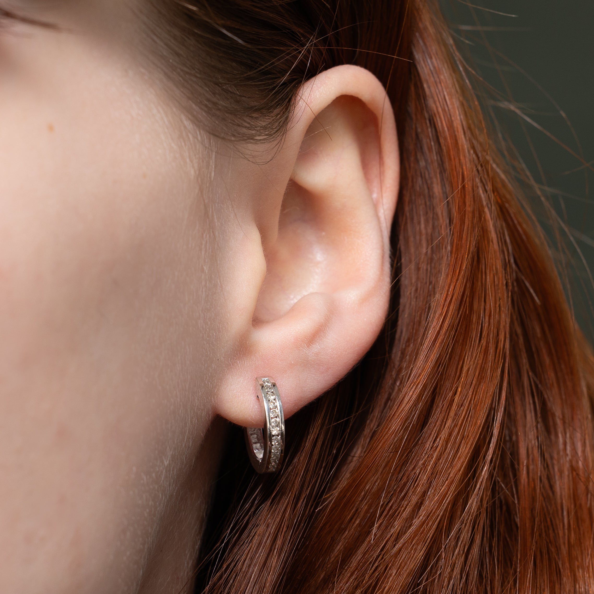 Channel Set Diamond Hoop Earrings | 0.24ctw