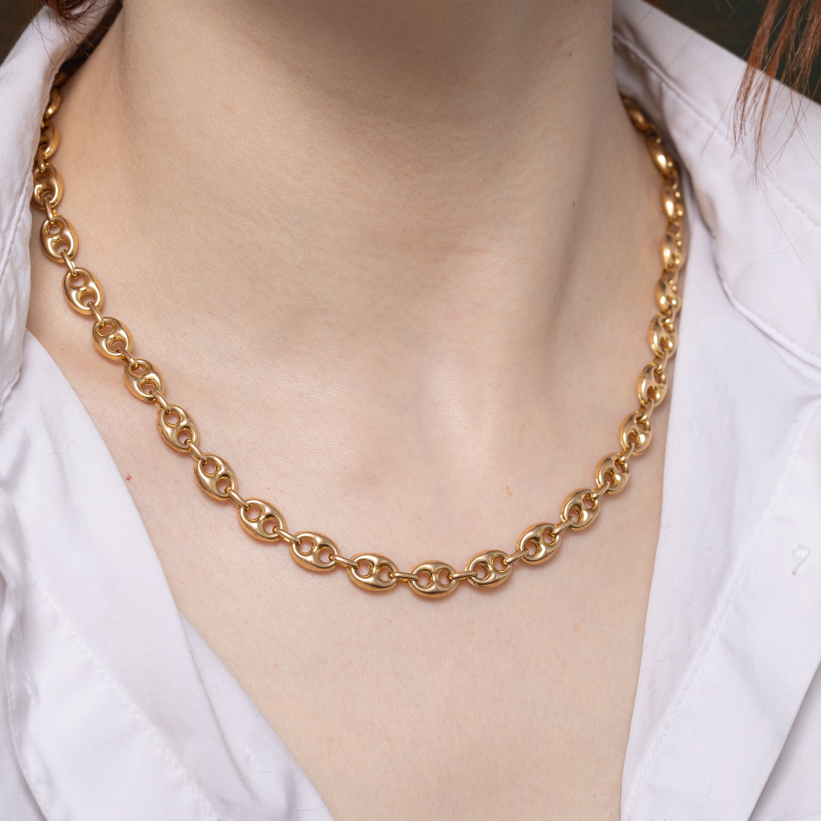 14k Yellow Gold Puffed Anchor Chain | 18"