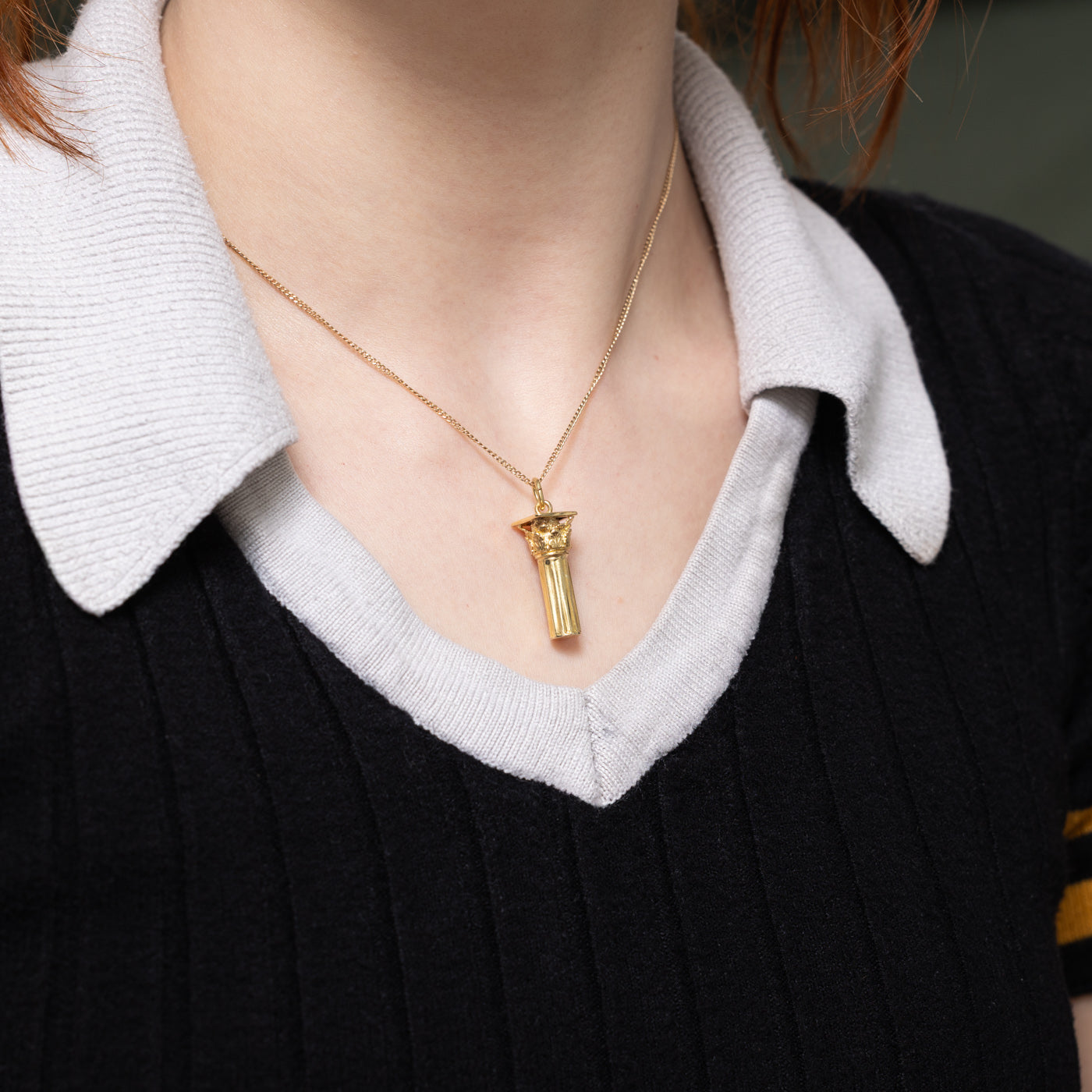 14k Yellow Gold Roman Column Pendant