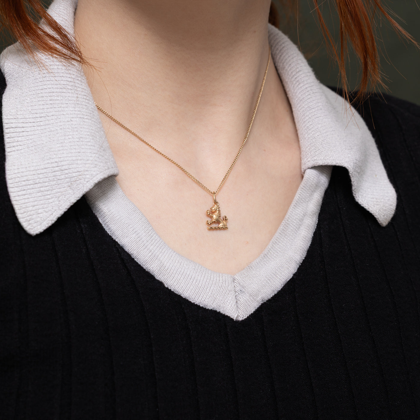 10k Yellow Gold Sejant-Rampant Lion Charm