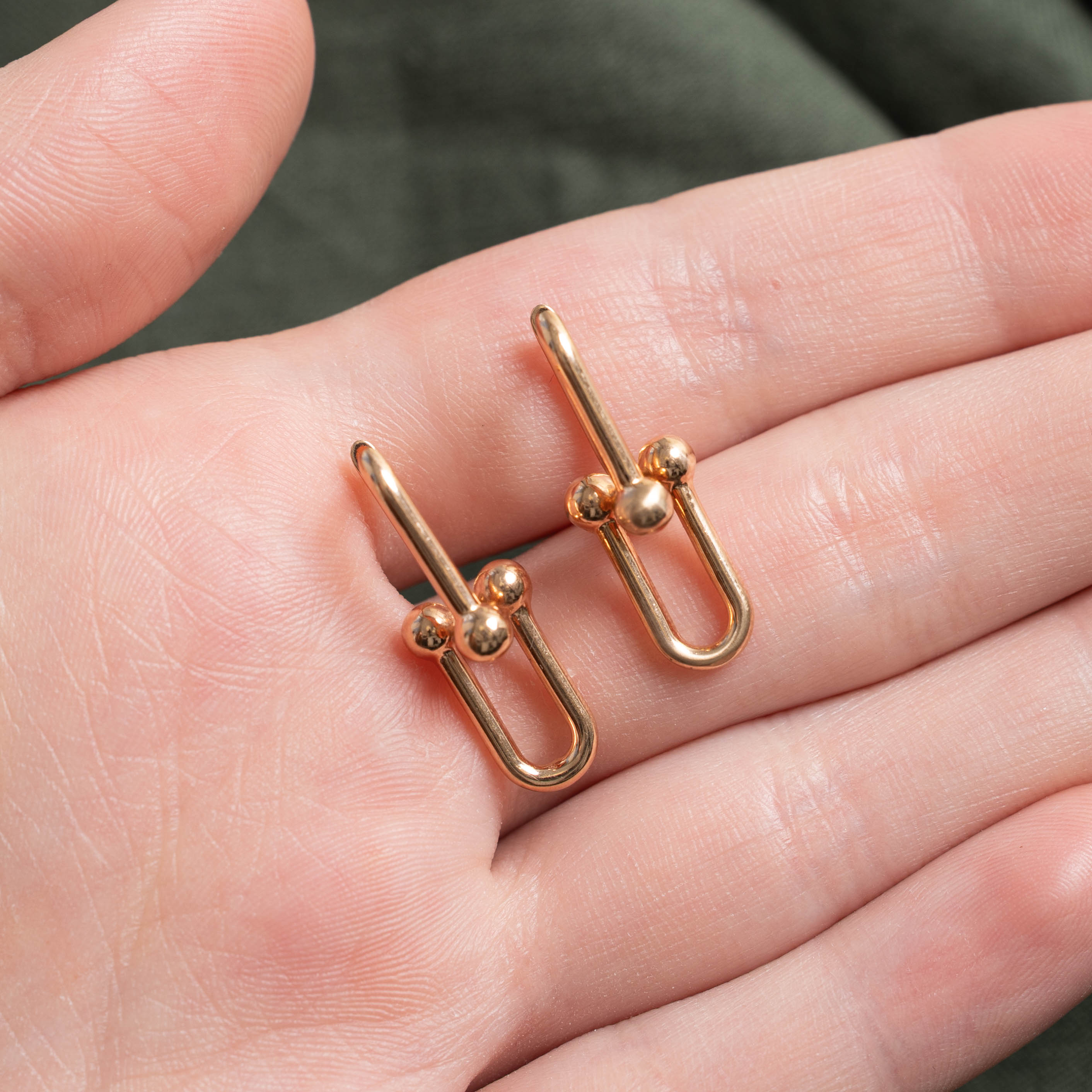 18k Yellow Gold Paperclip Earrings