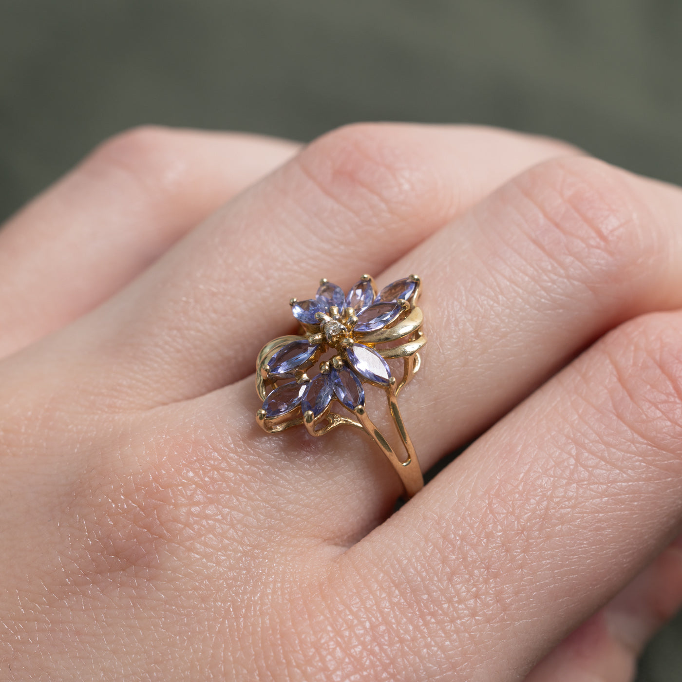 Marquise Cut Tanzanite & Diamond Cocktail Ring | 0.85ctw, 0.01ctw | SZ 6.25 |