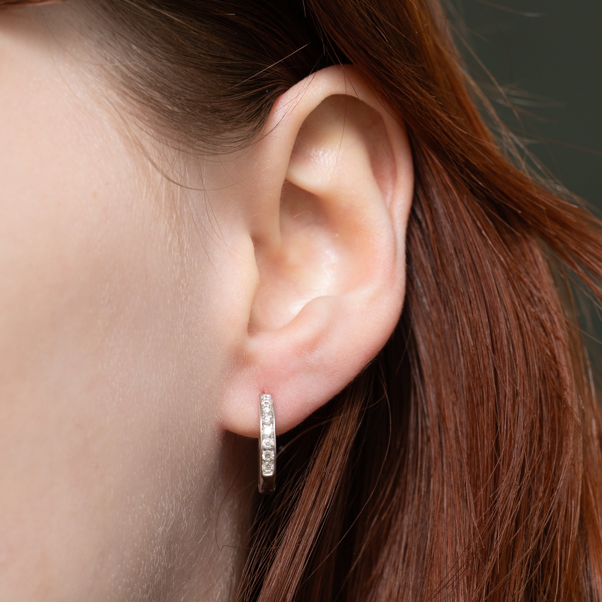 Channel Set Diamond Hoop Earrings | 0.25ctw