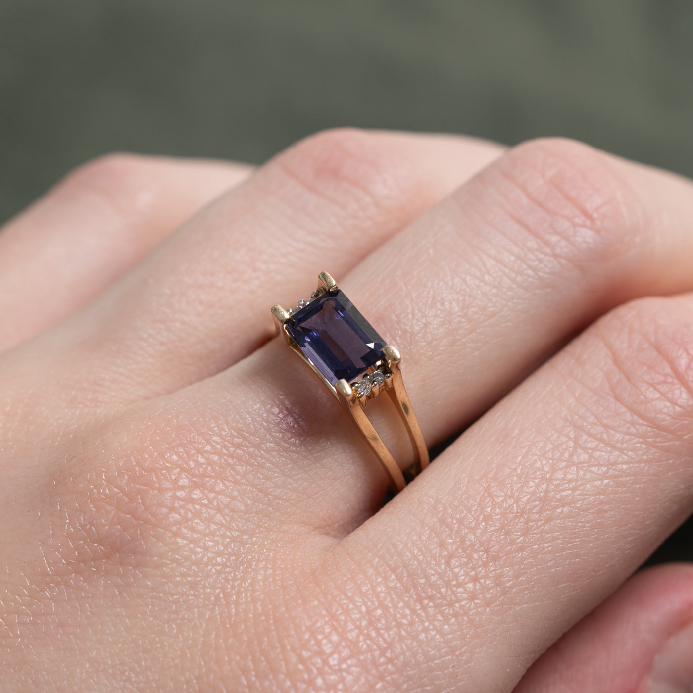 East West Emerald Cut Tanzanite & Diamond Ring | 1.6ct, 0.02ctw | SZ 6.25 |