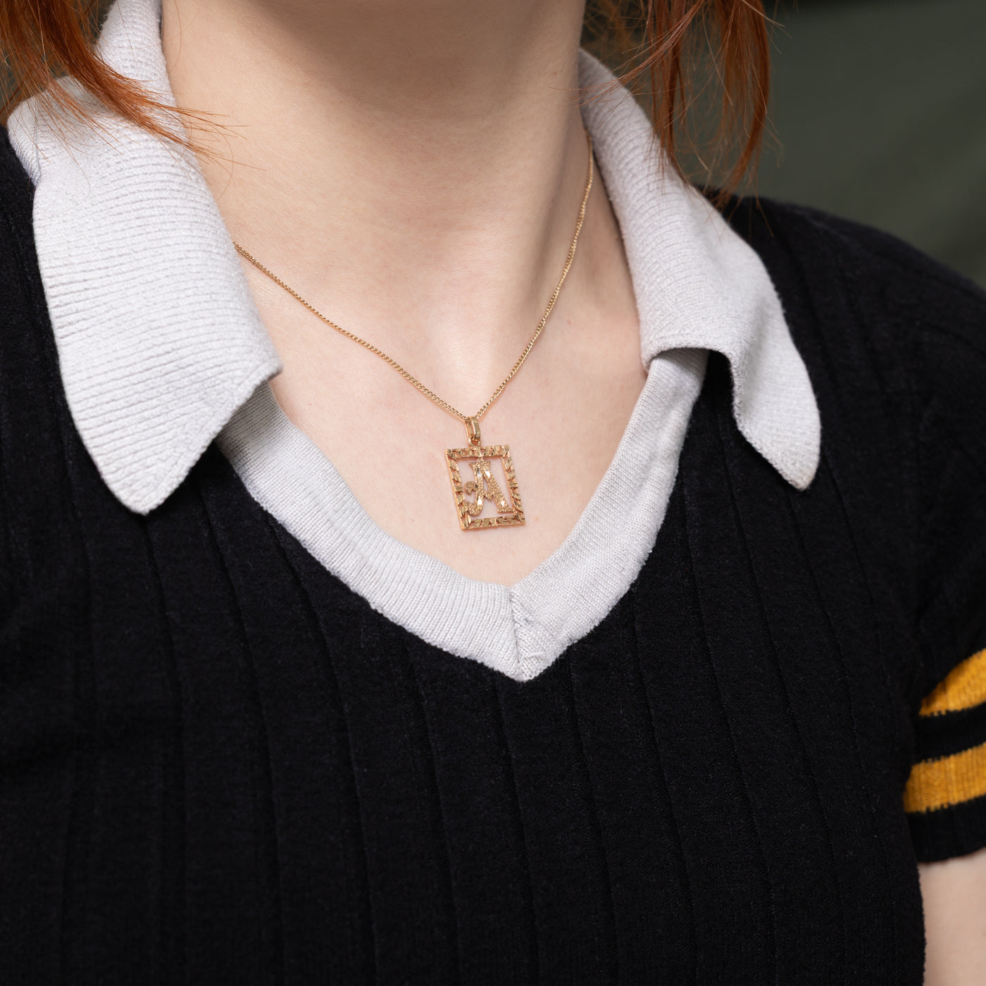10k Yellow Gold "A" Initial Pendant